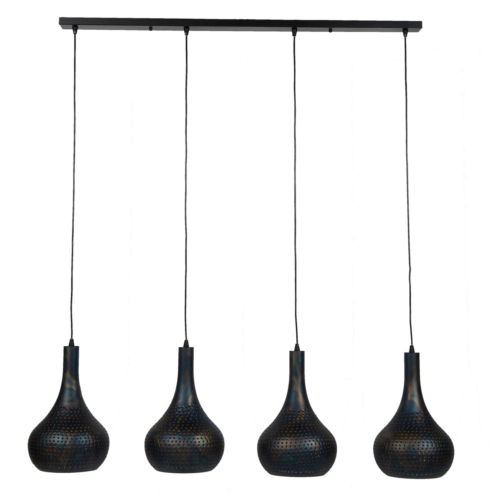 Suspension Bombur à quatre lampes, noire/brune