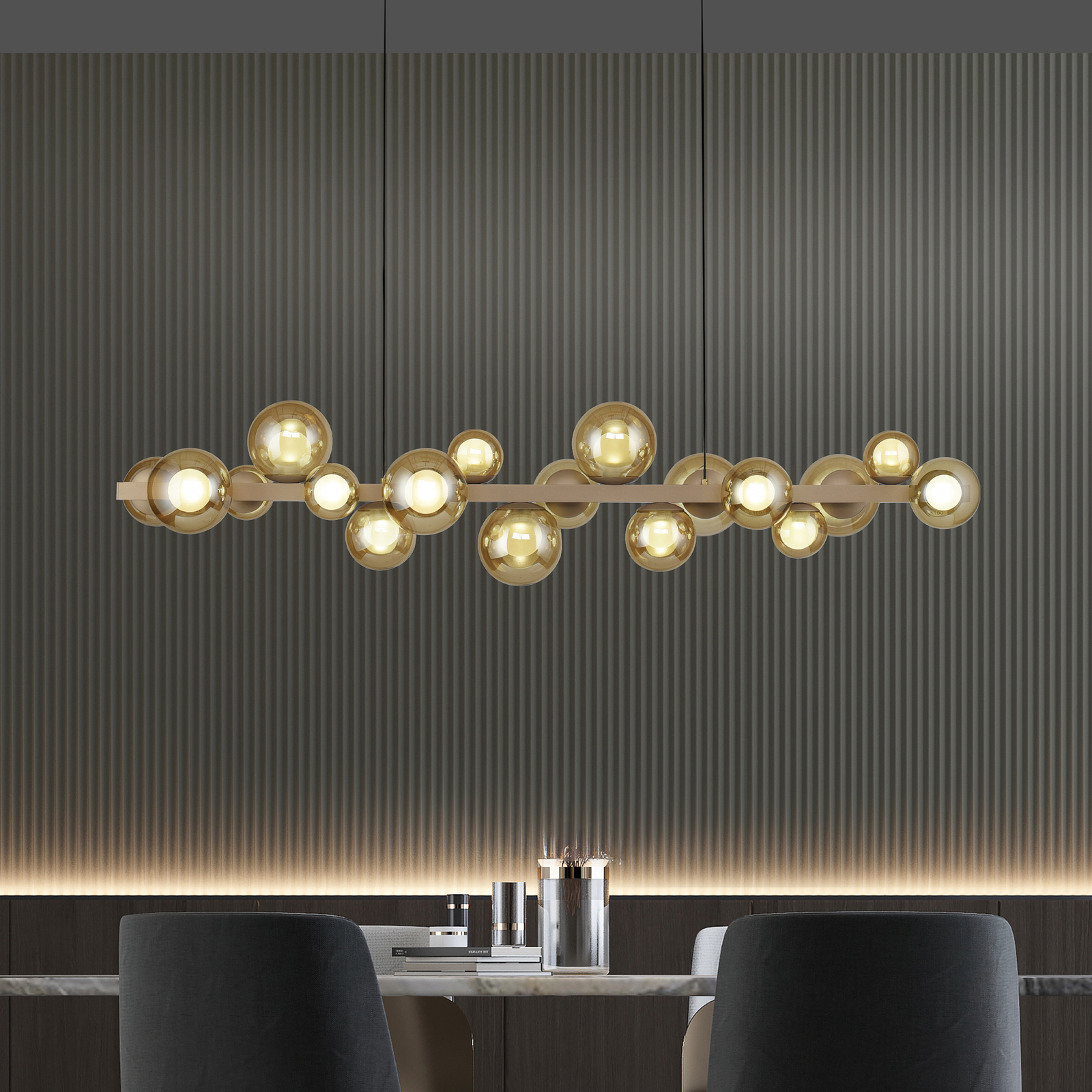 E-Popup LED-Hängelampe, bronce, Glas, CCT, 18-flg. - PURE E-Popup LED-Hängelampe, bronce, Glas, CCT, 18-flg. - PURE