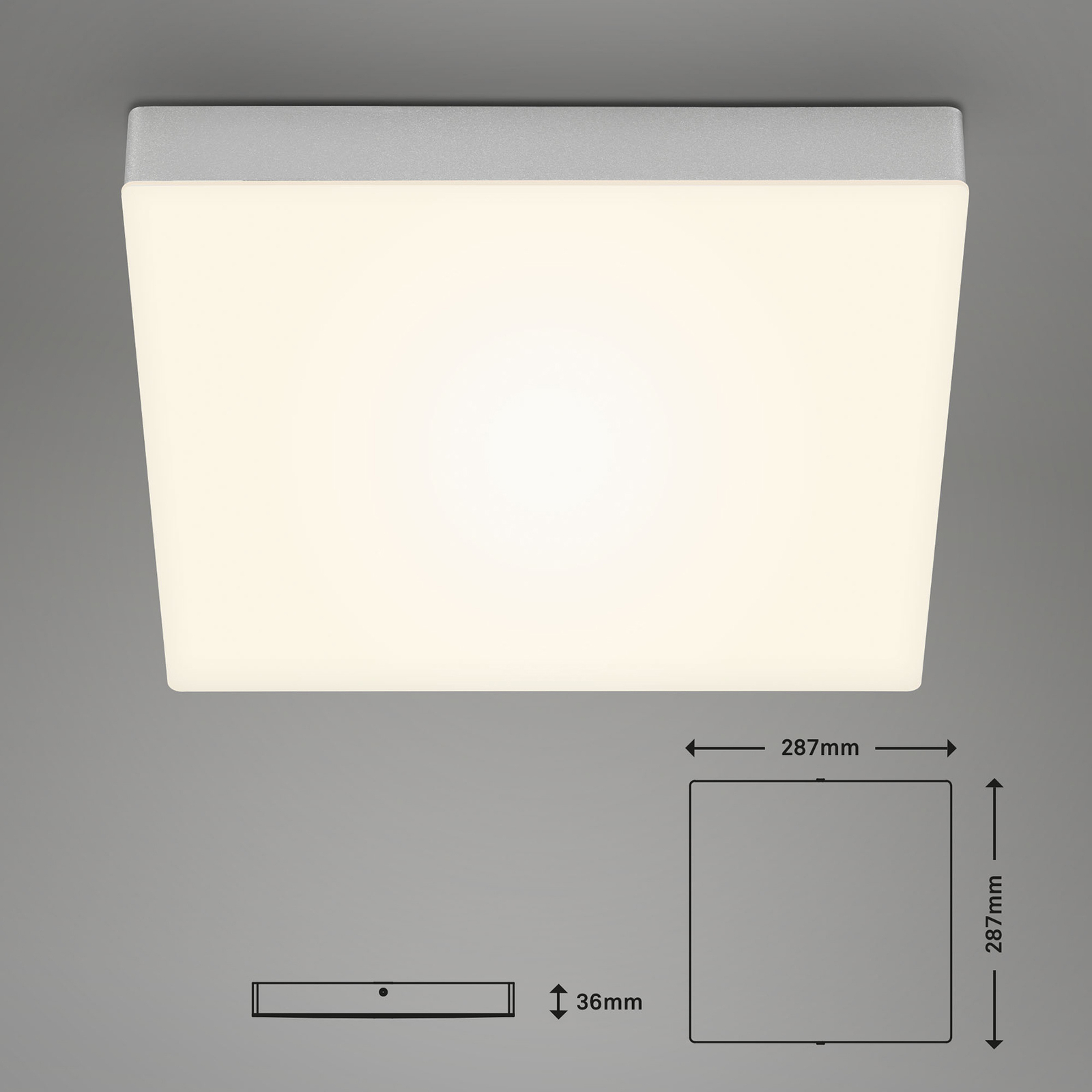LED-Deckenlampe Flame, 3000K, 28,7x28,7cm, silber