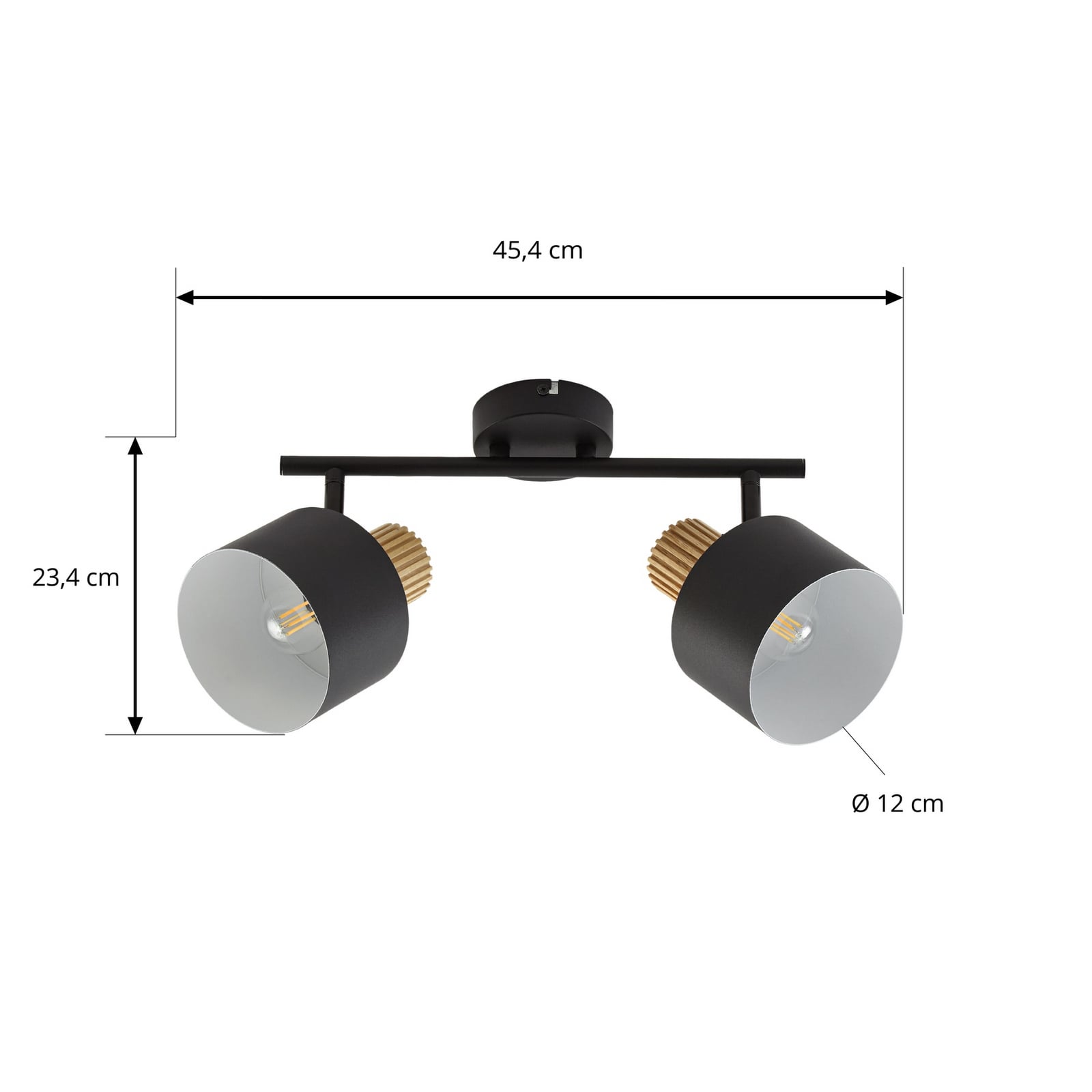 Lenja loftspot, E14, sort/hvid, 2 lyskilder, metal – Lindby Lenja loftspot, E14, sort/hvid, 2 lyskilder, metal – Lindby