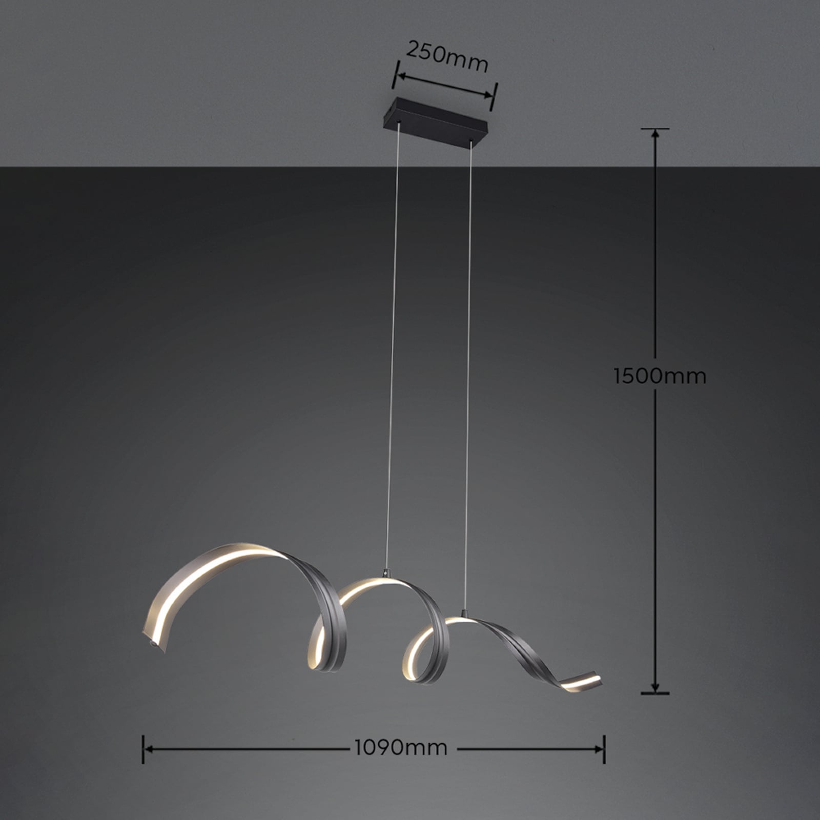 LED-hængelampe Tivor, sort, metal, 3.000 K LED-hængelampe Tivor, sort, metal, 3.000 K