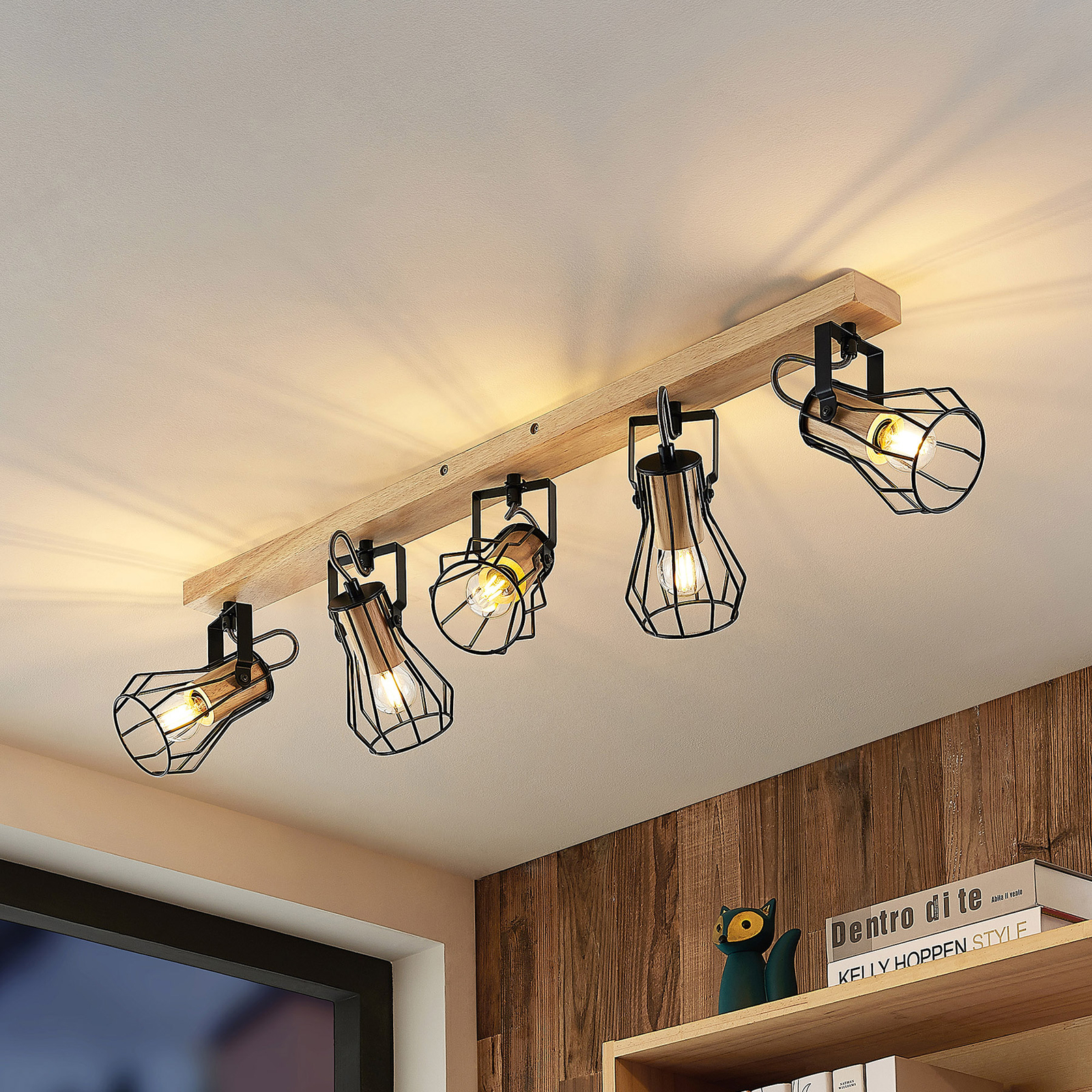 Lindby Courtney ceiling spotlight, cages, 5-bulb