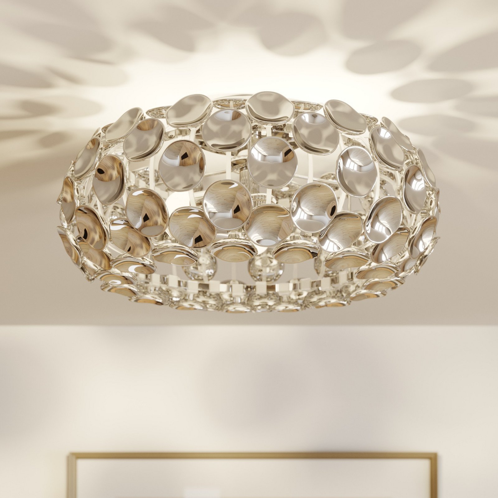 Lindby plafonieră Reza Ø 48 cm cromată E14 - Hol - modern - crom transparent - Plastic