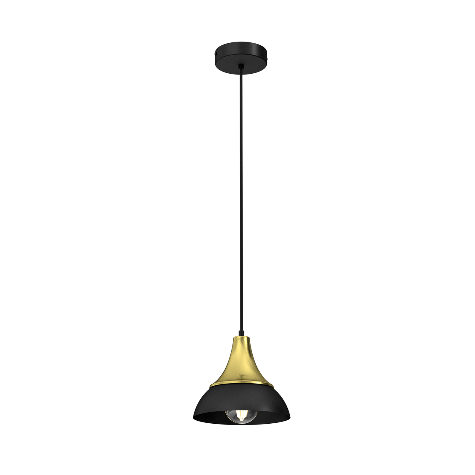 Maro pendant light, black/brass, 1-bulb