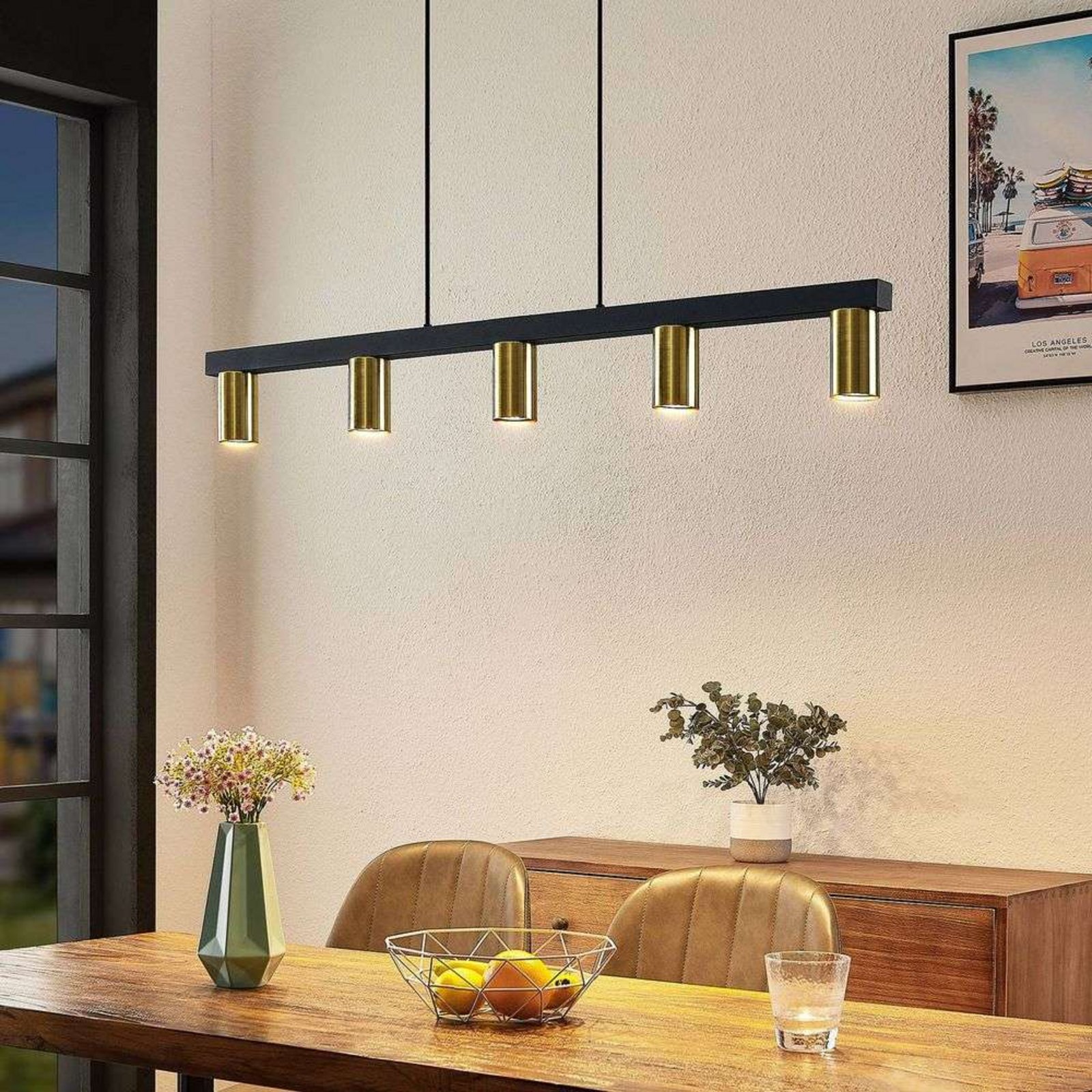 Baliko 5 Lustră Pendul Black/Brass - Lindby