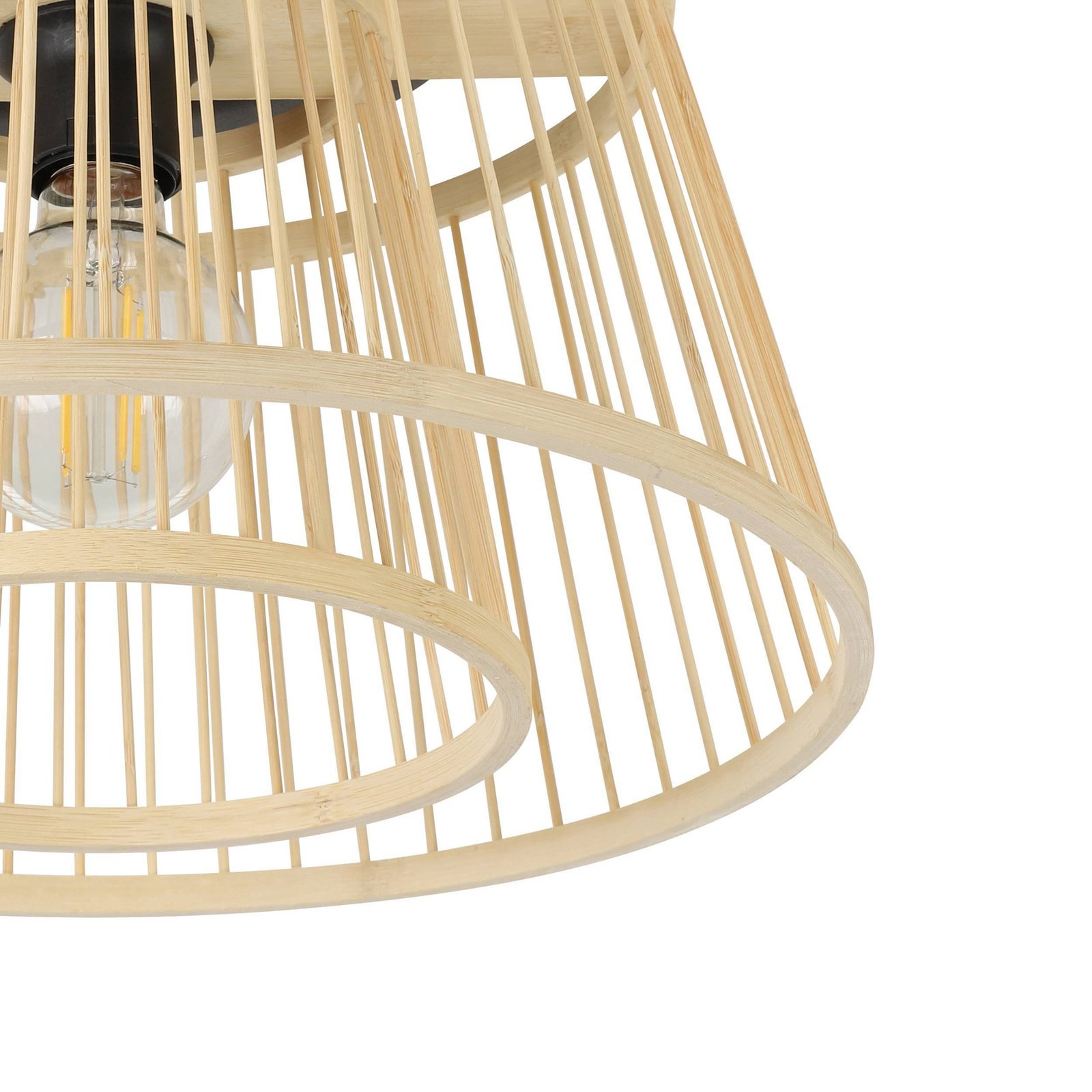 Lampa sufitowa Hykeham, Ø 38 cm, naturalny, bambus