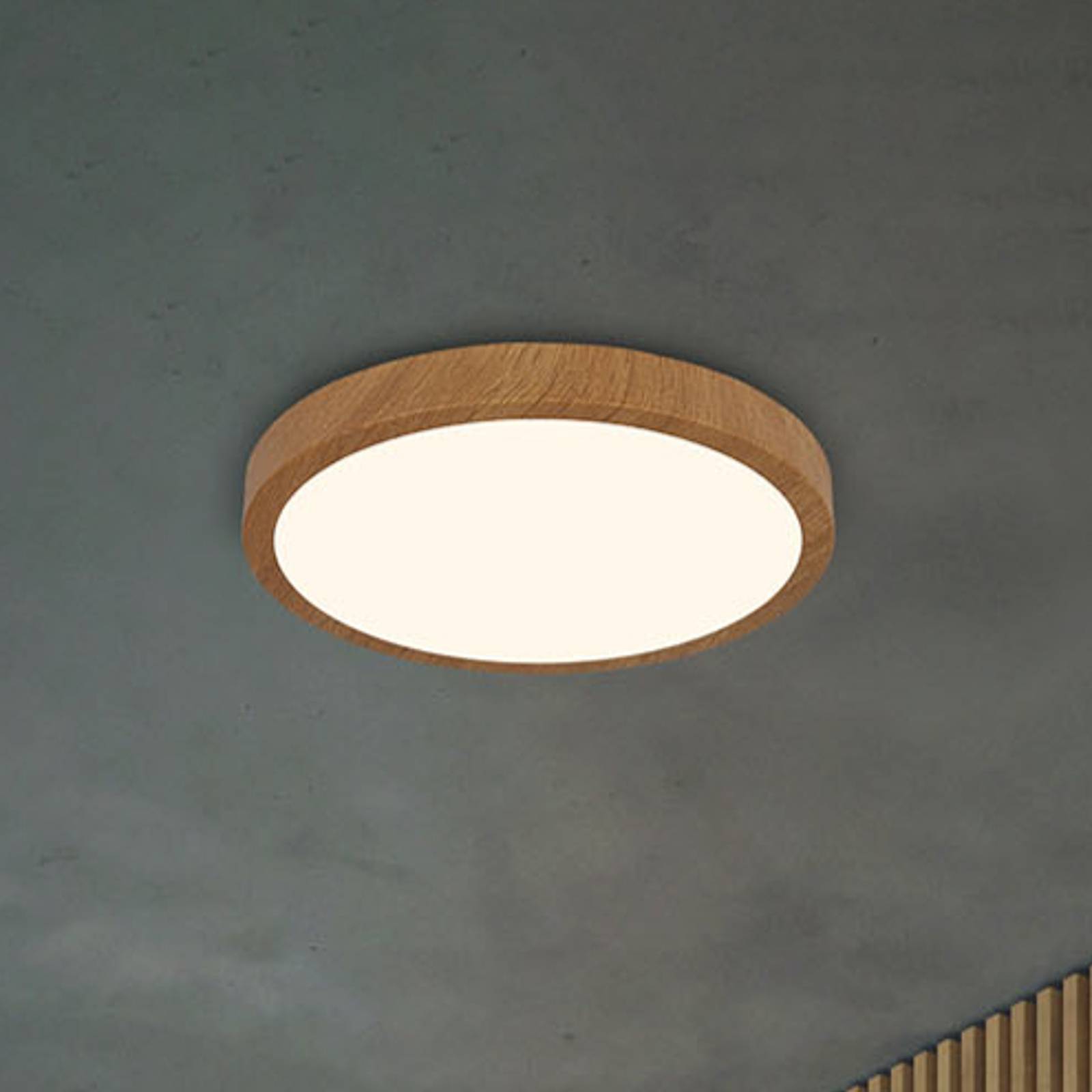 Deckenlampe Holzleuchte rund graphit Esszimmerlampe LED 45W 1500lm D 49,5 cm 