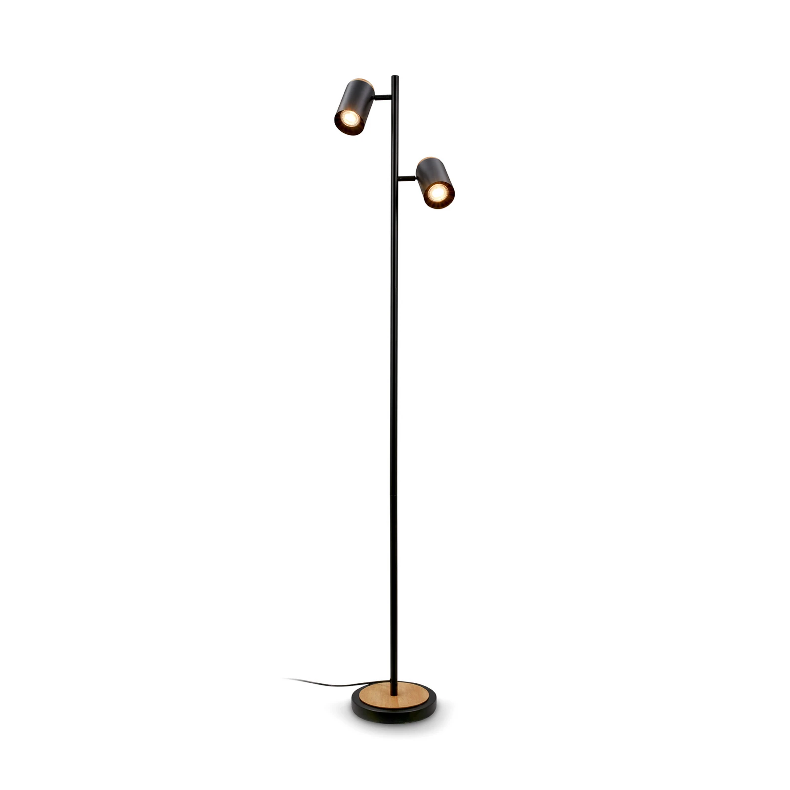 Stojací lampa Duta, černá/světlé dřevo, výška 160 cm kov/dřevo