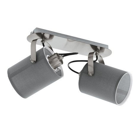 Deckenlampe Villabate mit 2 grauen Textilschirmen