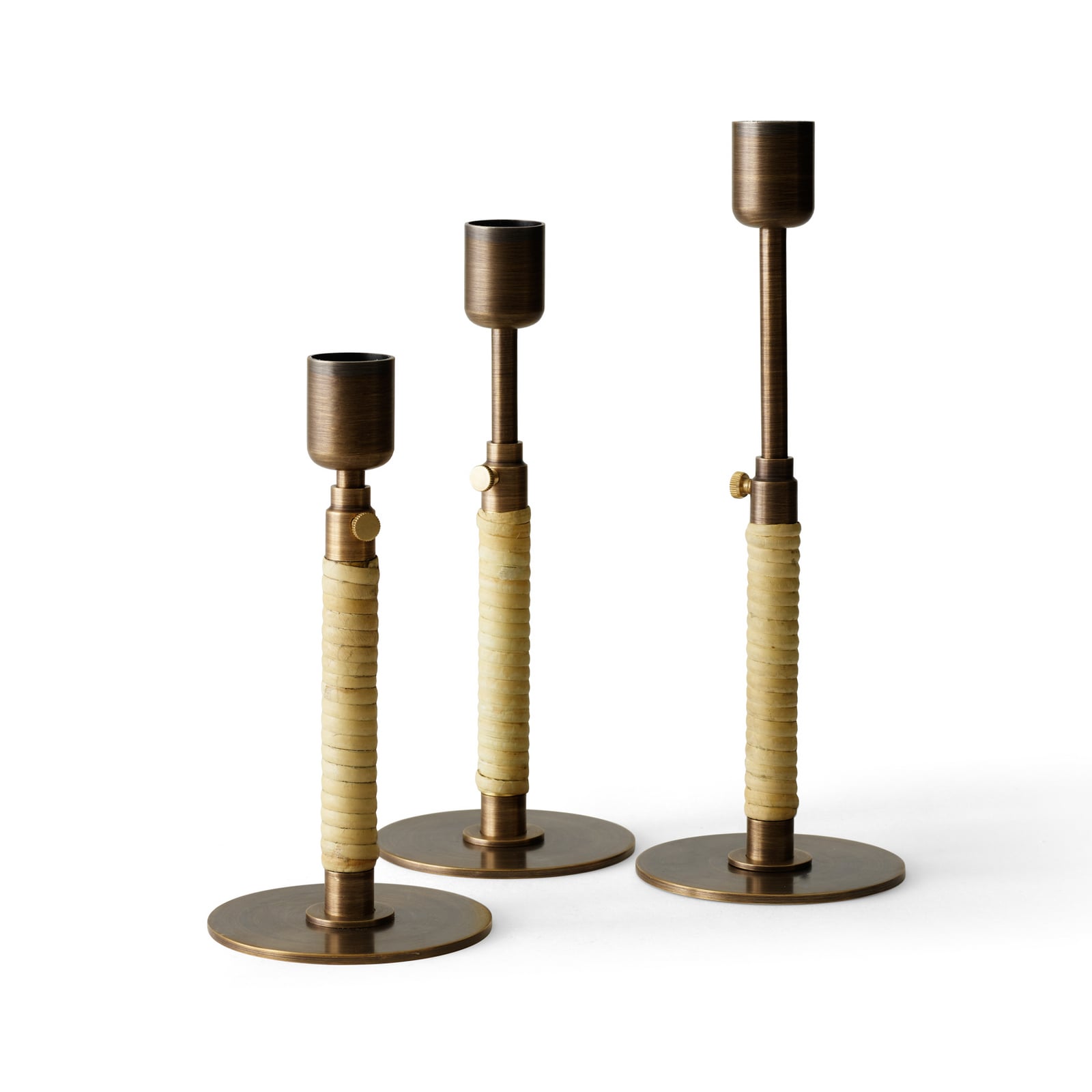 Duca candle holder, bronze, height 24 cm, rattan - Audo