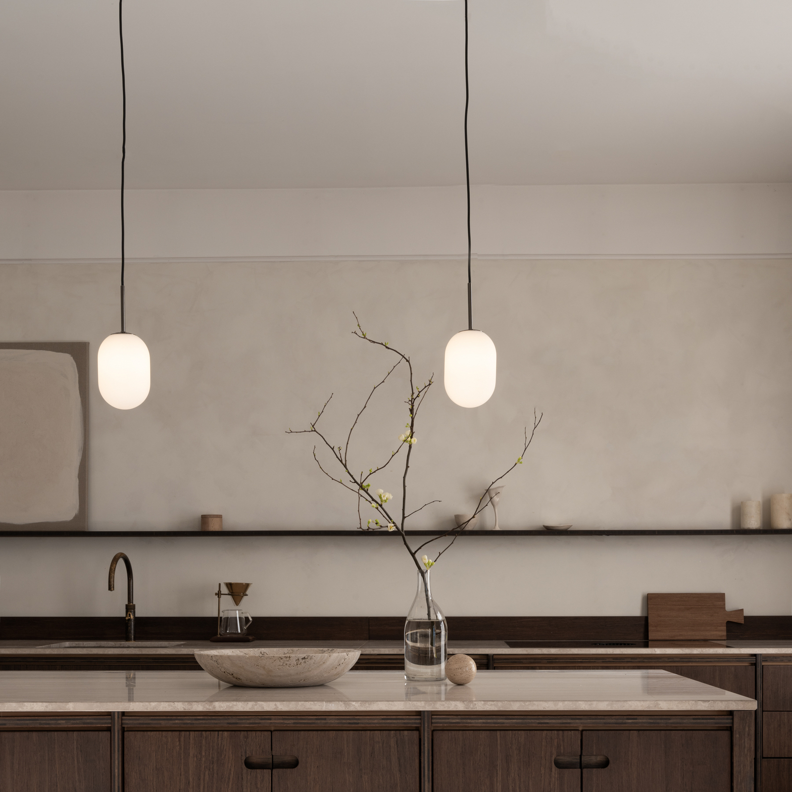 Noor Hängeleuchte, Ø 12 cm, opal/schwarz, Glas - Watt & Veke