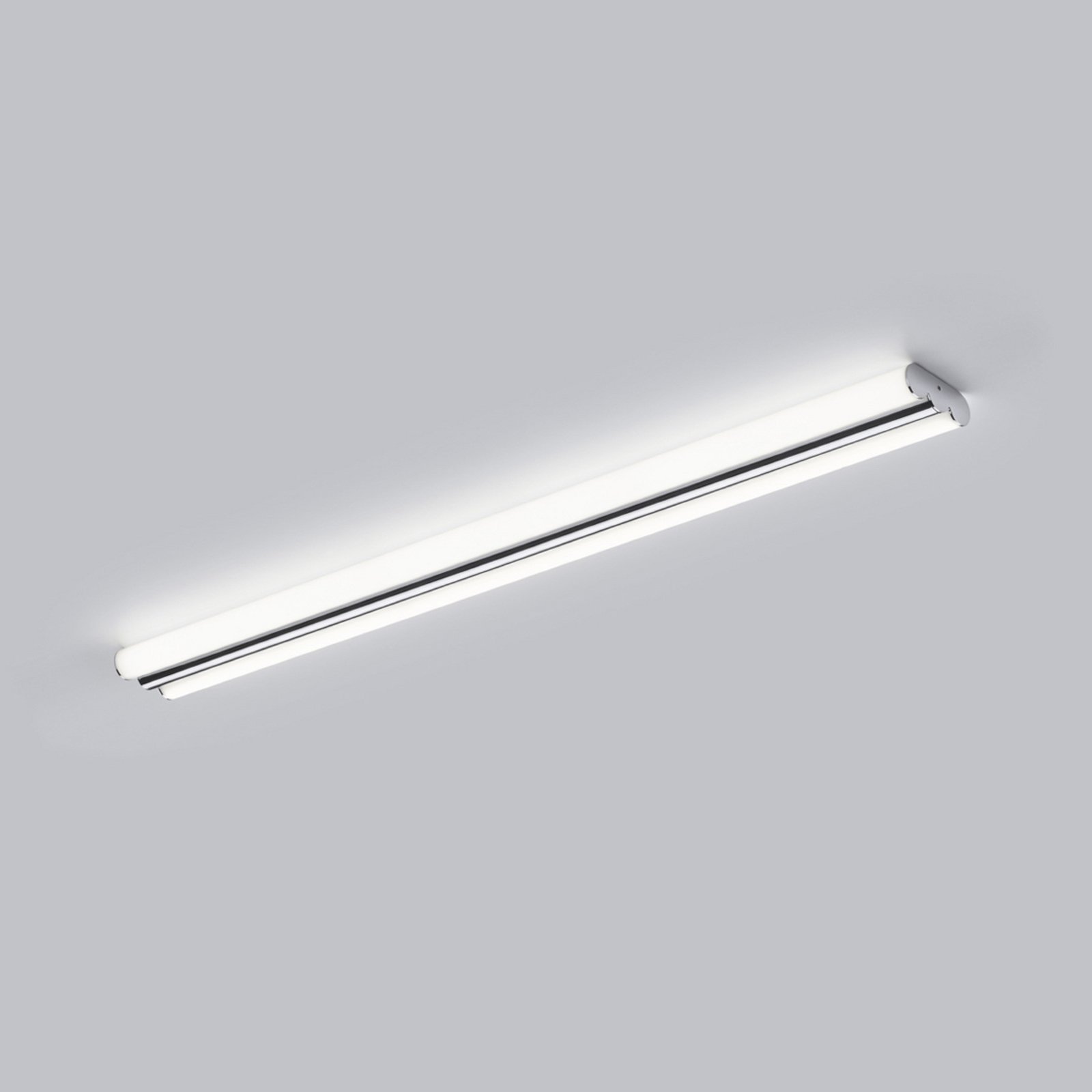 Helestra LED mirror lamp LOOM, length 90 cm, chrome, IP44