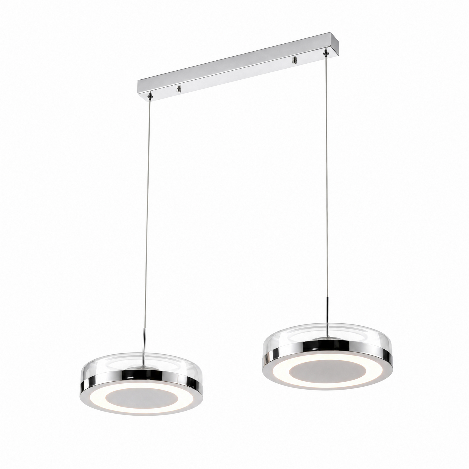 Závěsné světlo Lucande La Latta, 2 žárovky, 80 cm, chrom, sklo