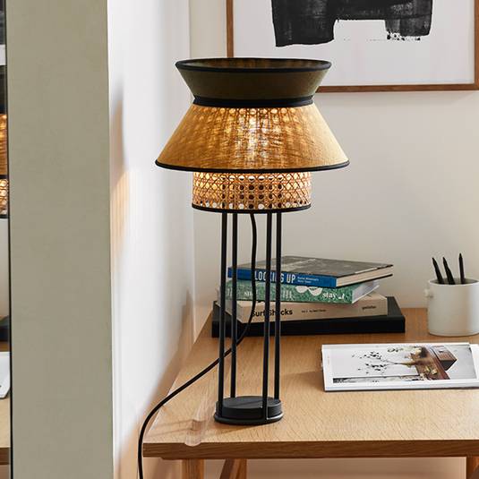 MARKET SET Singapour DBL table lamp khaki/curry Lights.co.uk