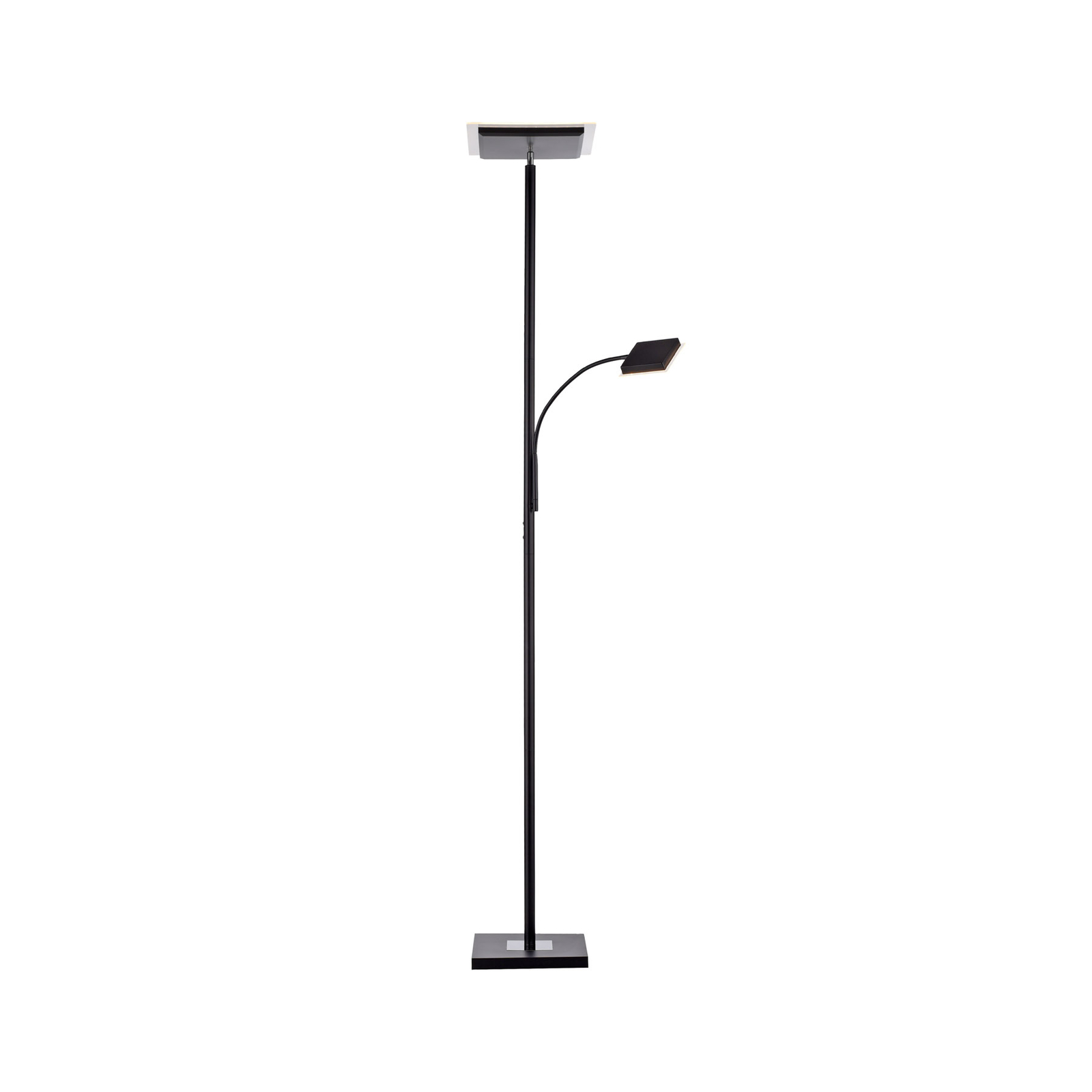 LED-Stehleuchte Hans mit Leselampe, eckig, schwarz