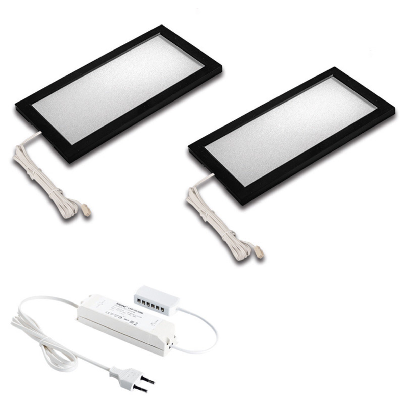 HERA Sky LED under-cabinet lamp set of 2 3,000 K black, for Kitchen, plastic, 6 W, energy efficiency: A+, L: 21 cm, W: 11 cm, H: 0.85 cm