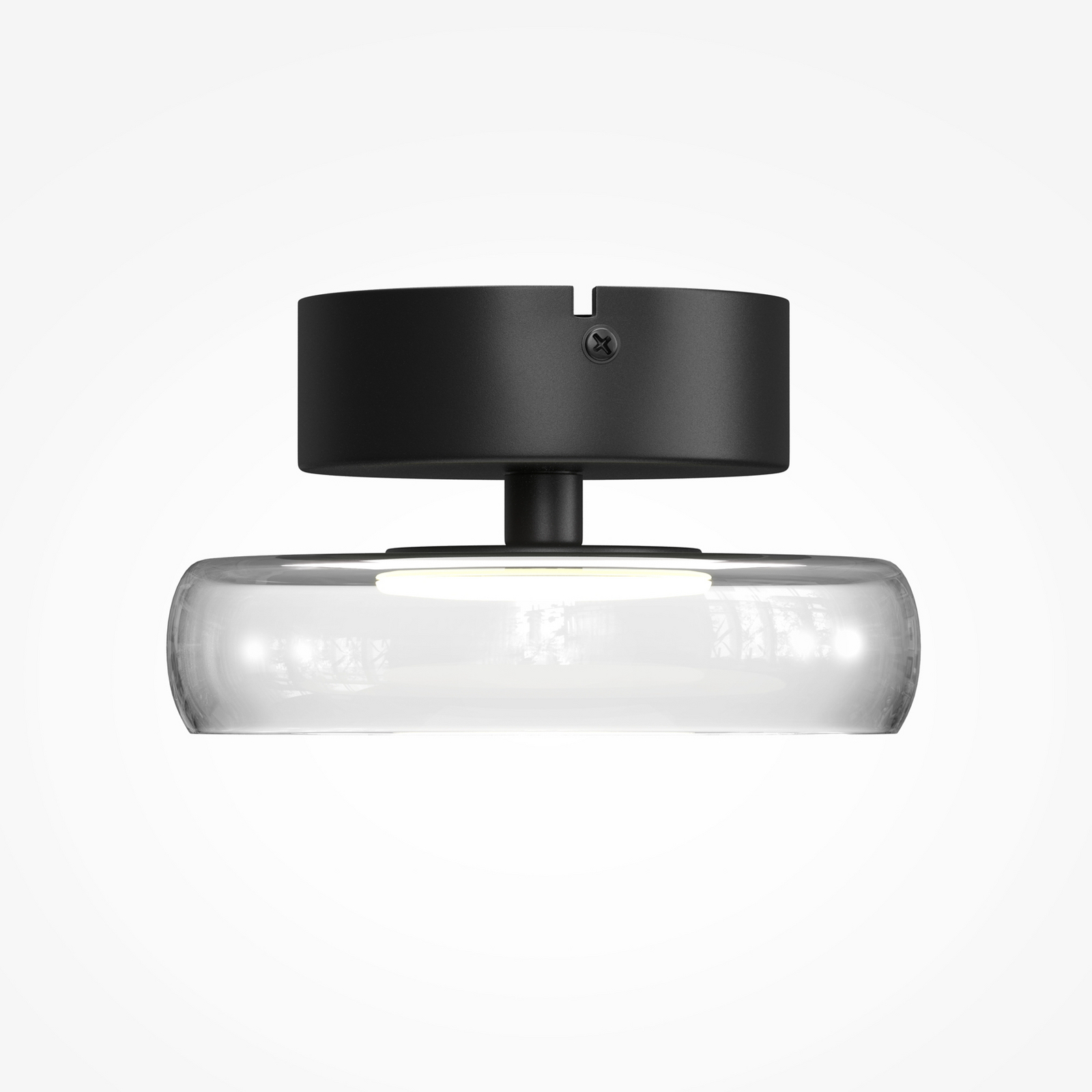FLOAT LED mennyezeti világítás, átlátszó/fekete, Ø 20 cm, üveg/fém FLOAT LED mennyezeti világítás, átlátszó/fekete, Ø 20 cm, üveg/fém
