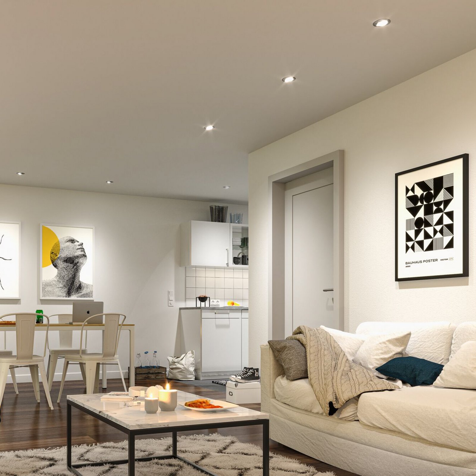 Paulmann Smart zapustene LED svietidla Base Coin železo Ø9cm RGBW 3 ks