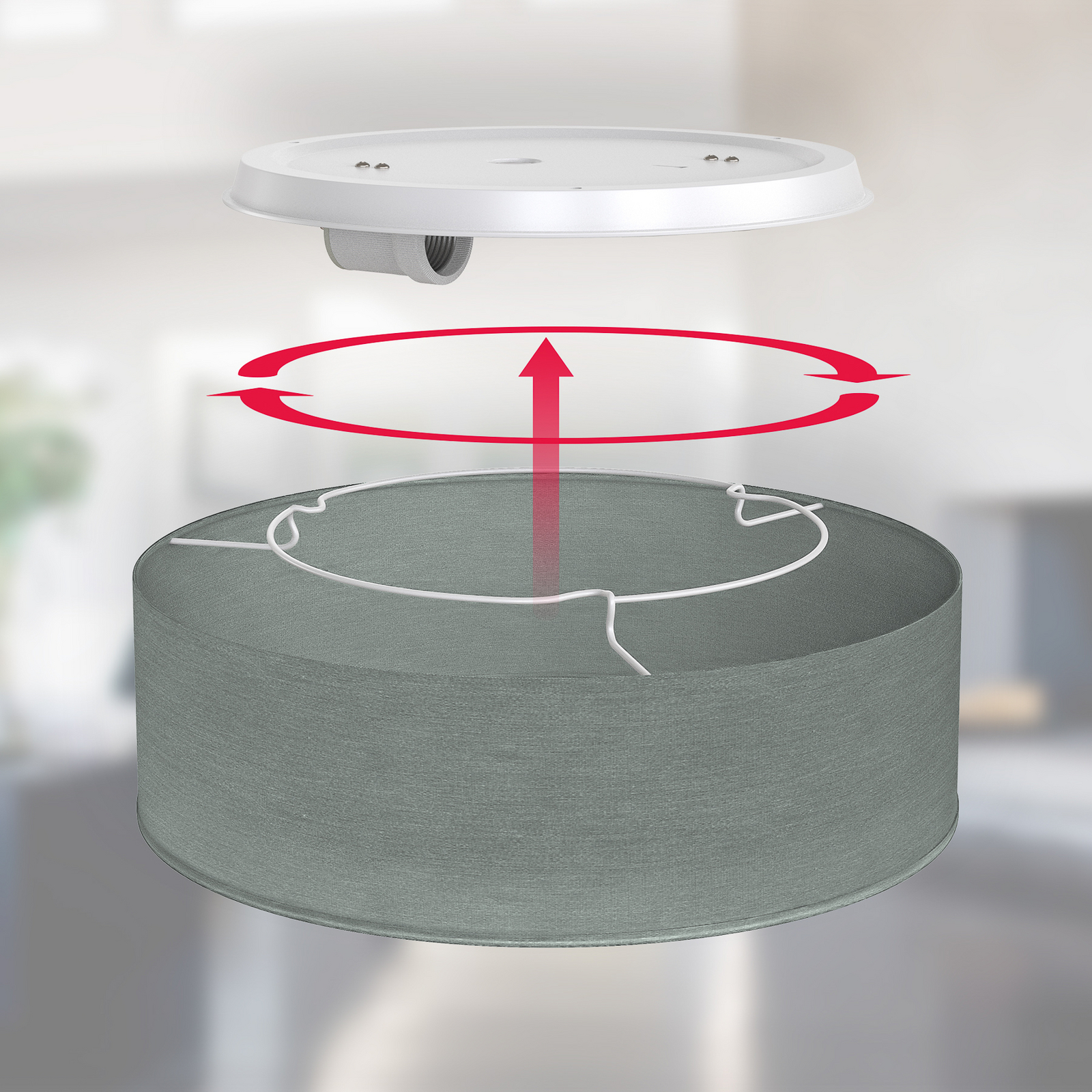 Plafondlamp Litora, grijs, Ø 30 cm, textiel, E27 Plafondlamp Litora, grijs, Ø 30 cm, textiel, E27