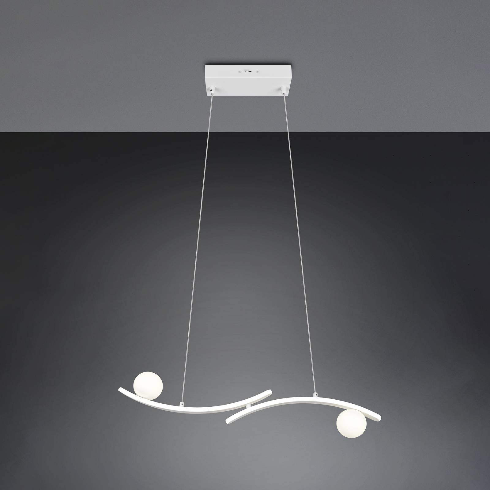 Trio Lighting LED hanglamp Napoli, mat wit, lengte 82 cm, metaal, CCT