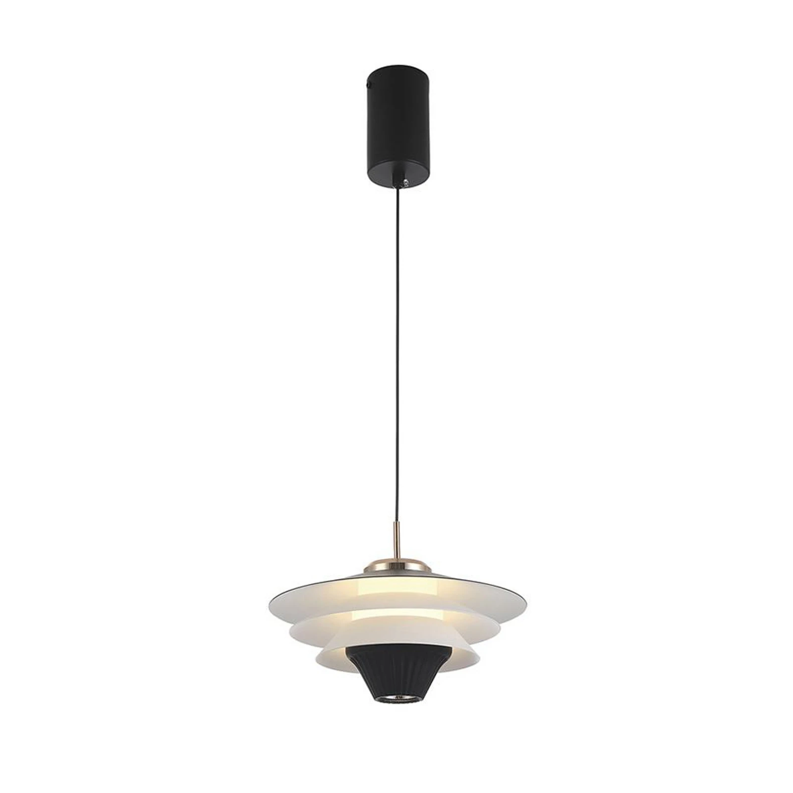 LED hanging light Manley, black/white, Ø 22 cm, metal