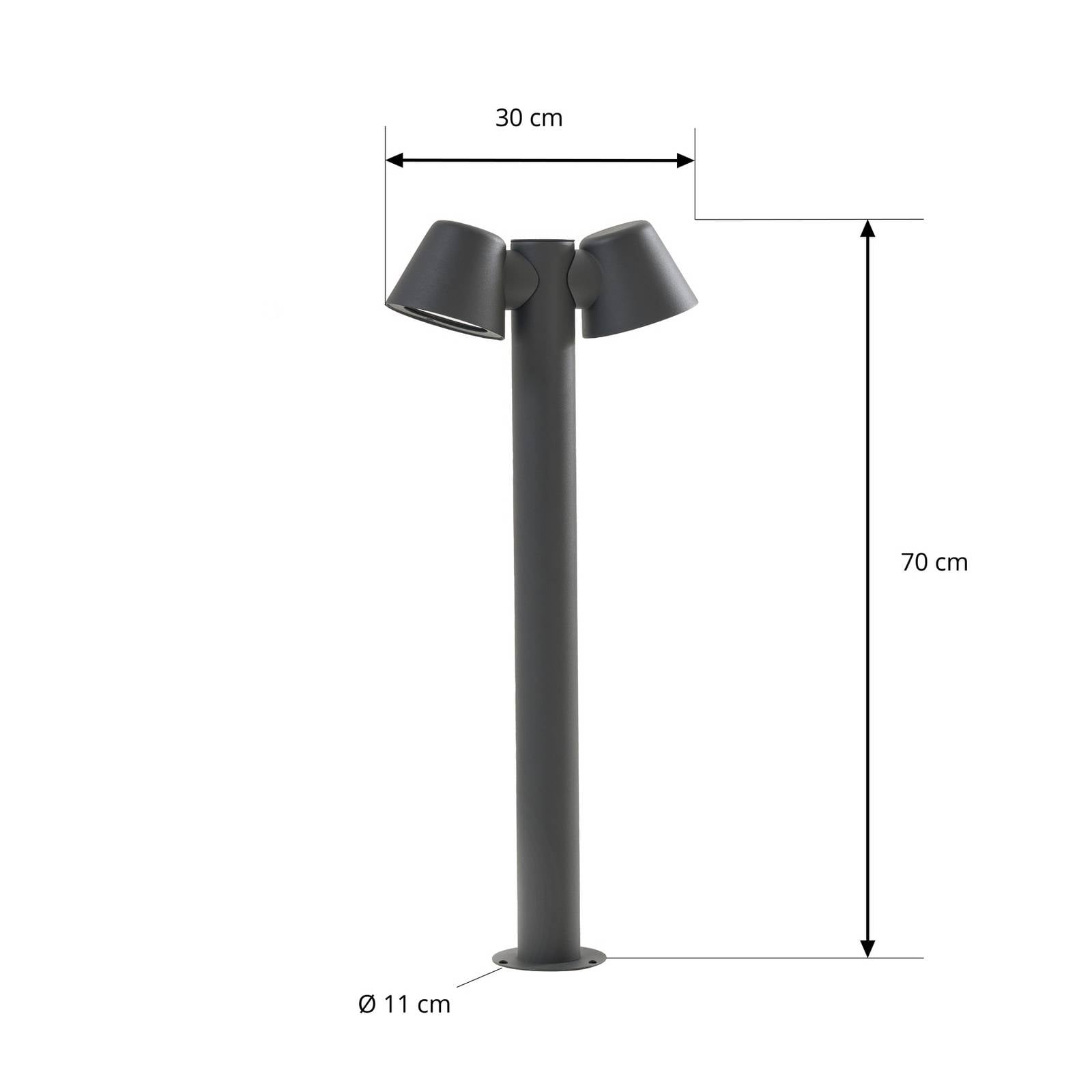 Lindby Słupek oświetleniowy Ileyna, 2-punktowy, antracytowy, 100 cm