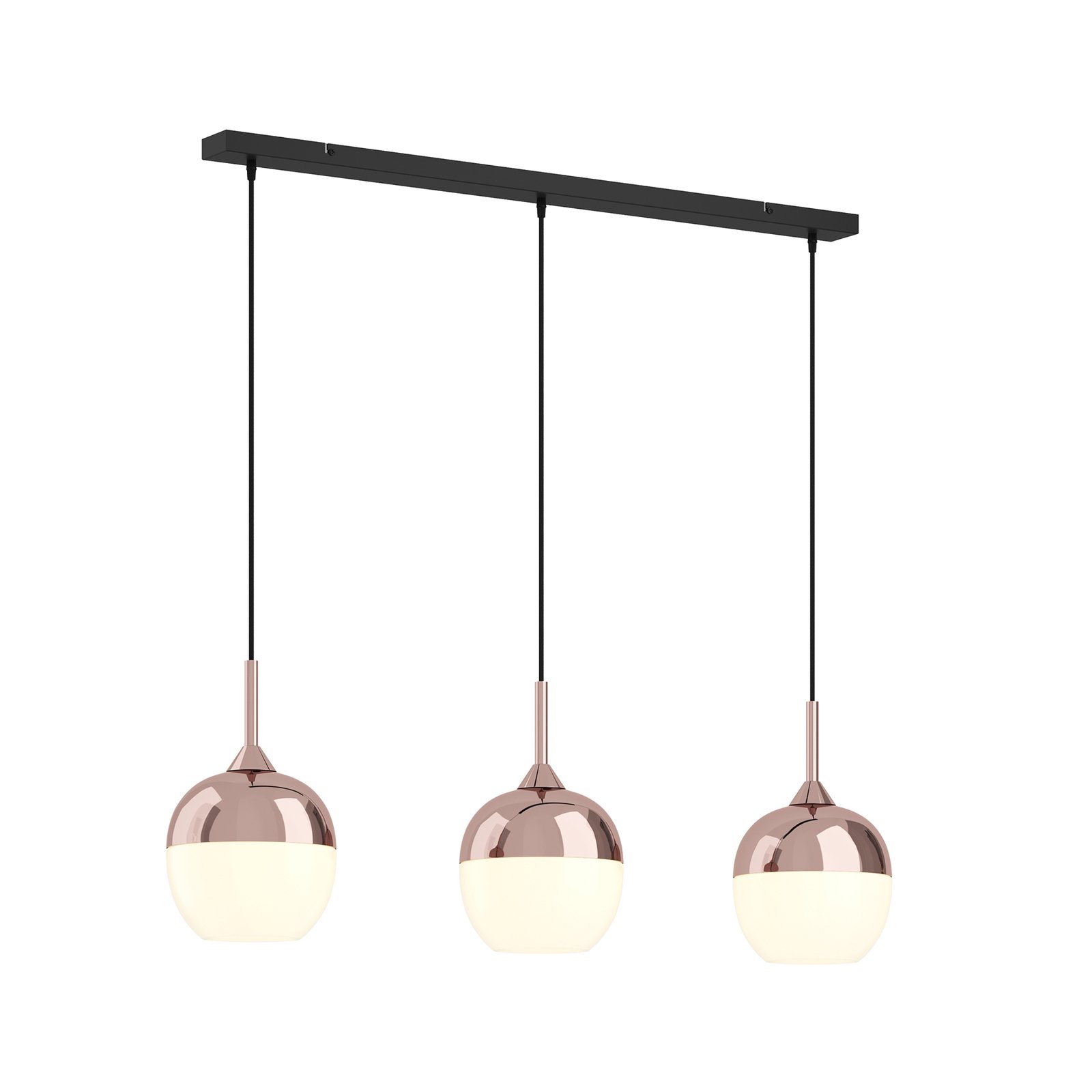 Lindby Pendellampe Rangina, 100 cm, kupfer, 3-flammig, Glas