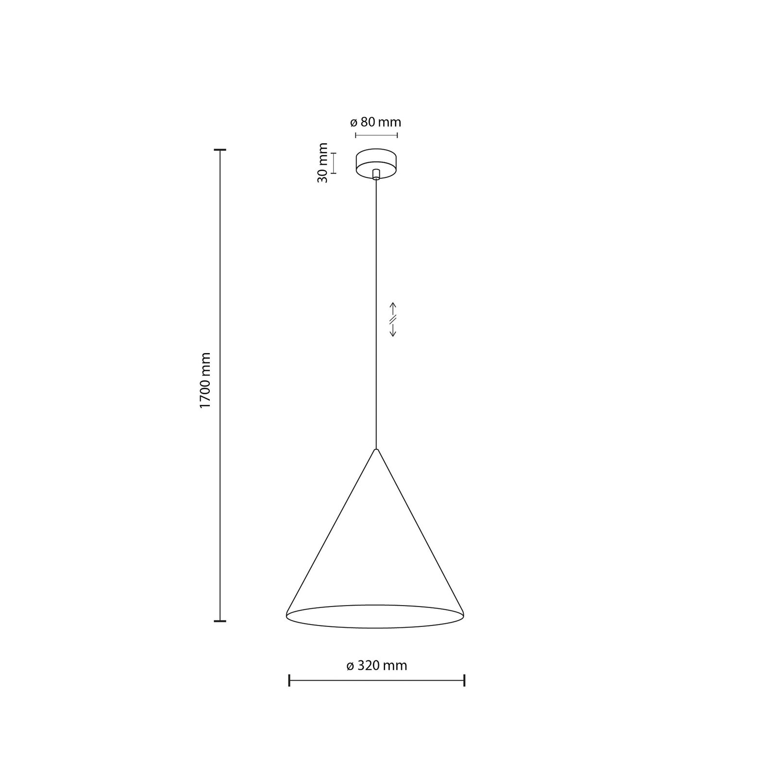 CONO hanglamp, 1-lamp, Ø 32 cm, oranje