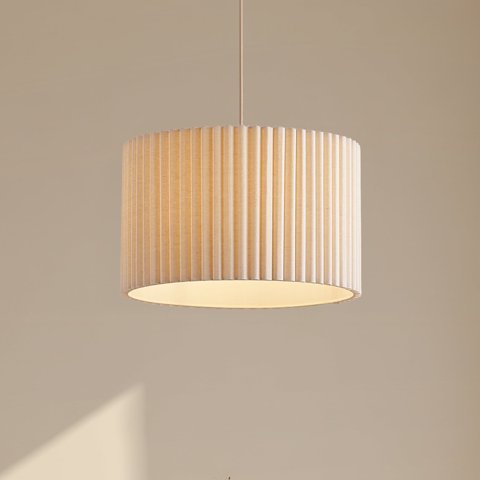 Lindby Lampă suspendată Libbie Ø 45 cm in culoare crem - Camera de zi / sufragerie - Scandinavă - Țesătură / Textil