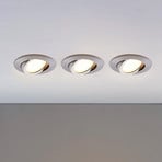 LED-inbyggnadsspot Andrej, rund, aluminium, set om 3