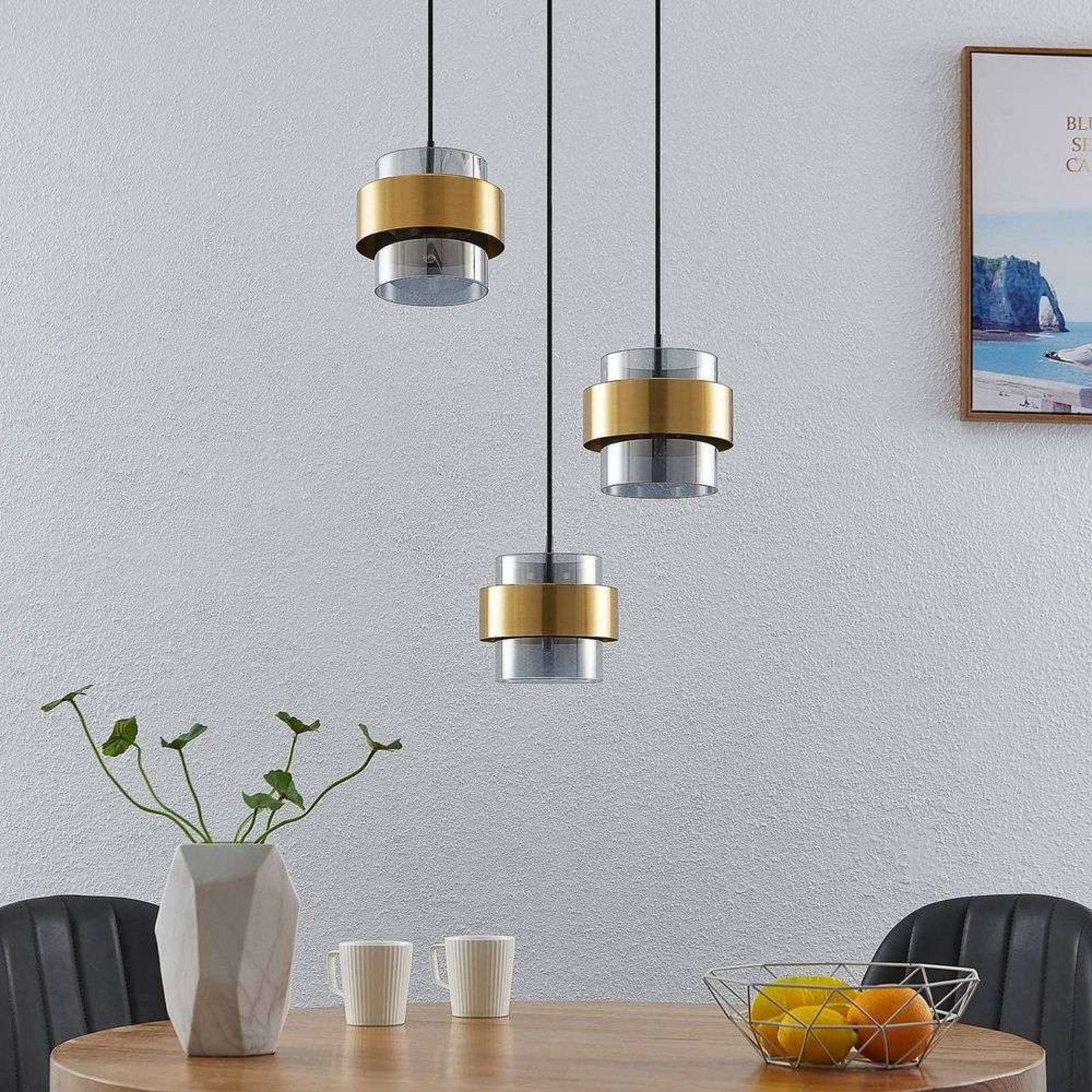 Ikibare Cluster Pendant Black/Brass/Smoke - Lucande