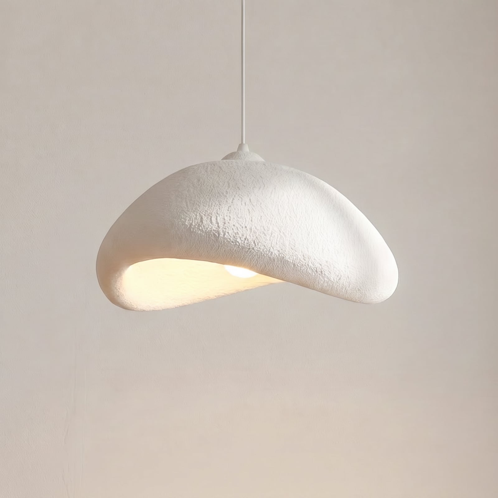 Lampada a sospensione LUNA, bianca, 52 x 40 cm, fibra di vetro, E27