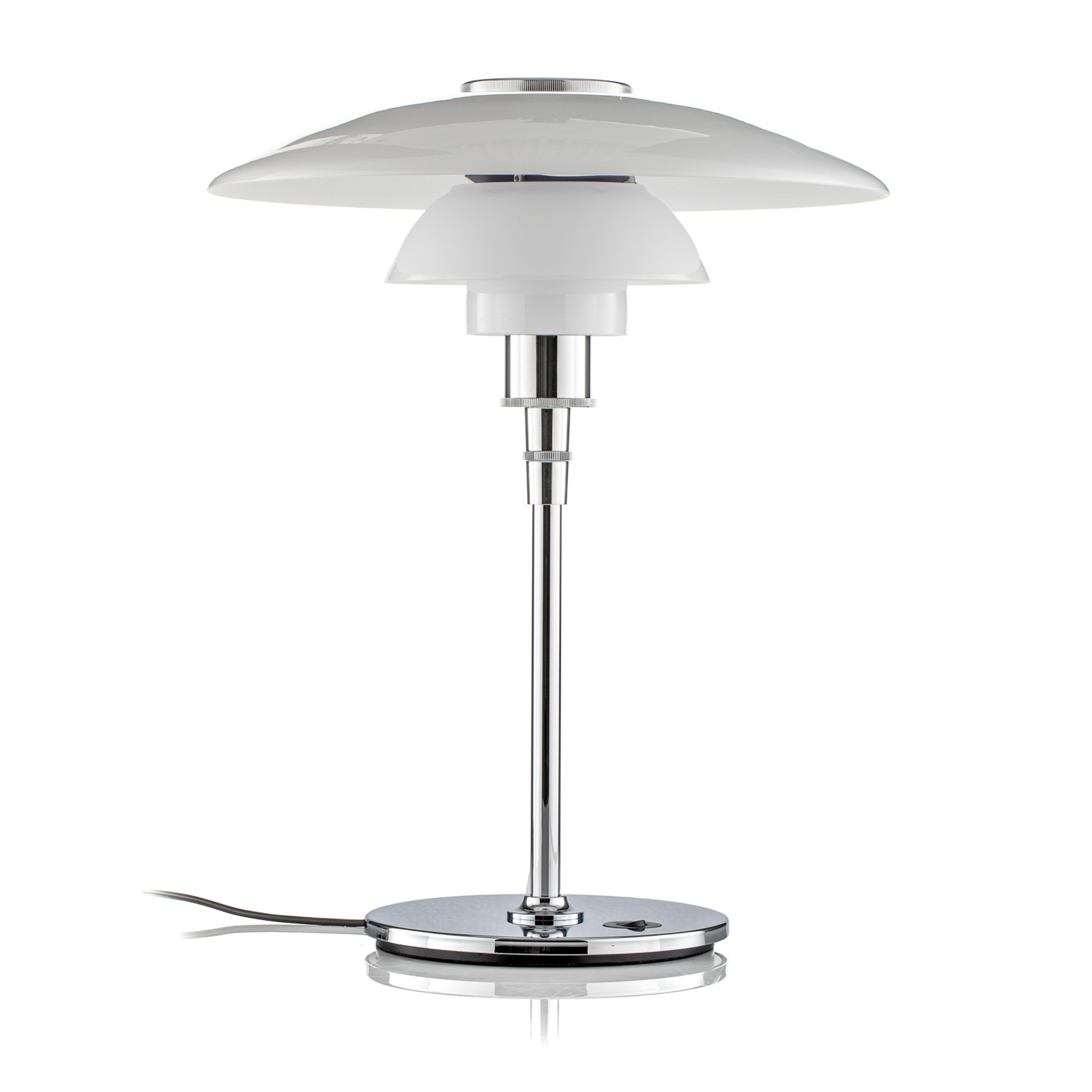 Lámpara de mesa PH 4 1/2-3 1/2, cromada/blanca, 55 cm - Louis Poulsen