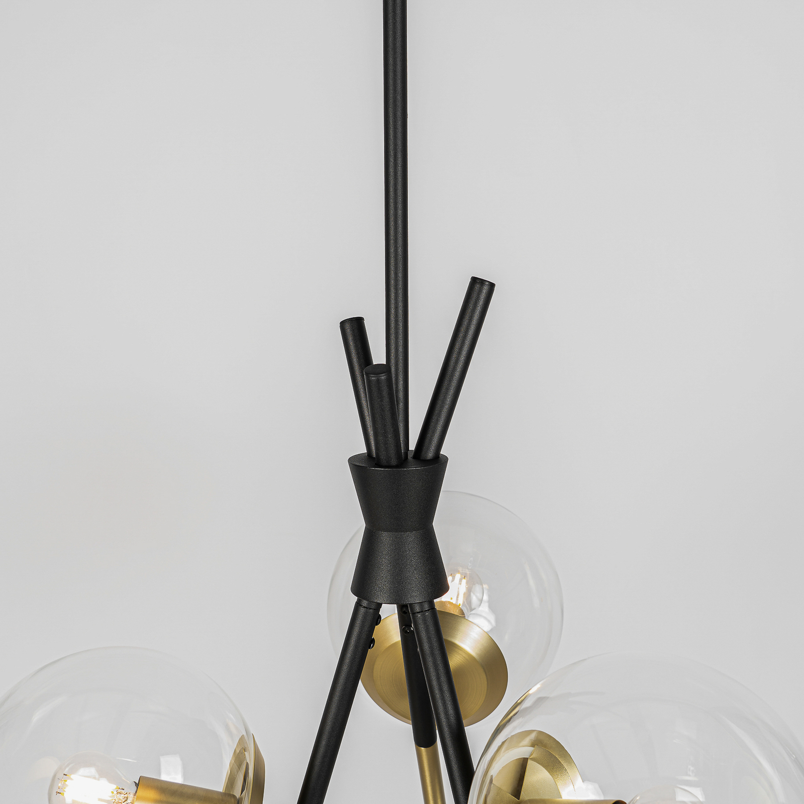 Lucande Sotiana Suspension, 3 lampes, ronde, laiton