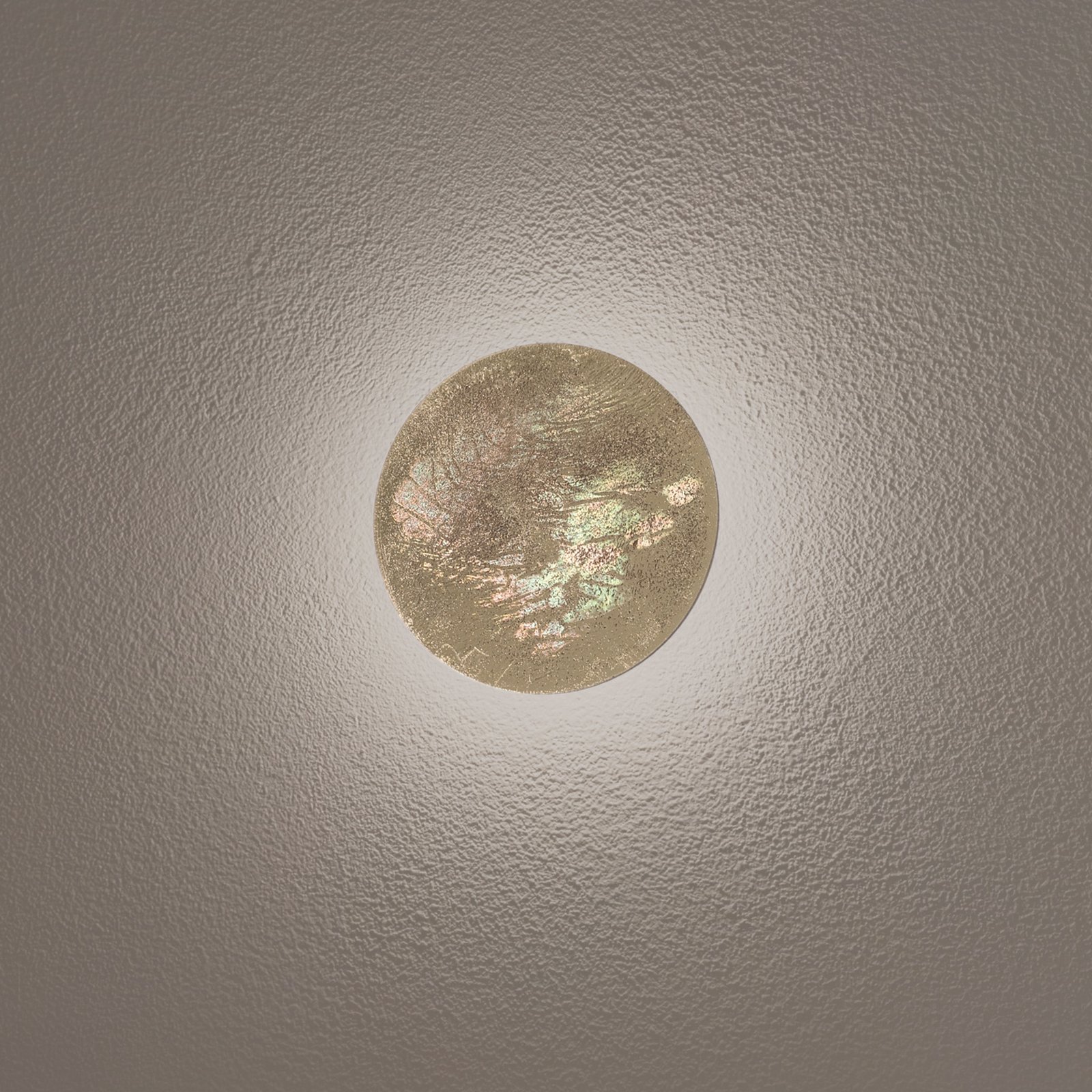 LED nástenné svetlo Ring S, Ø 15 cm, preglejka, zlatá farba