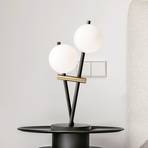 Kika table lamp, 2-bulb, black/white, metal, glass