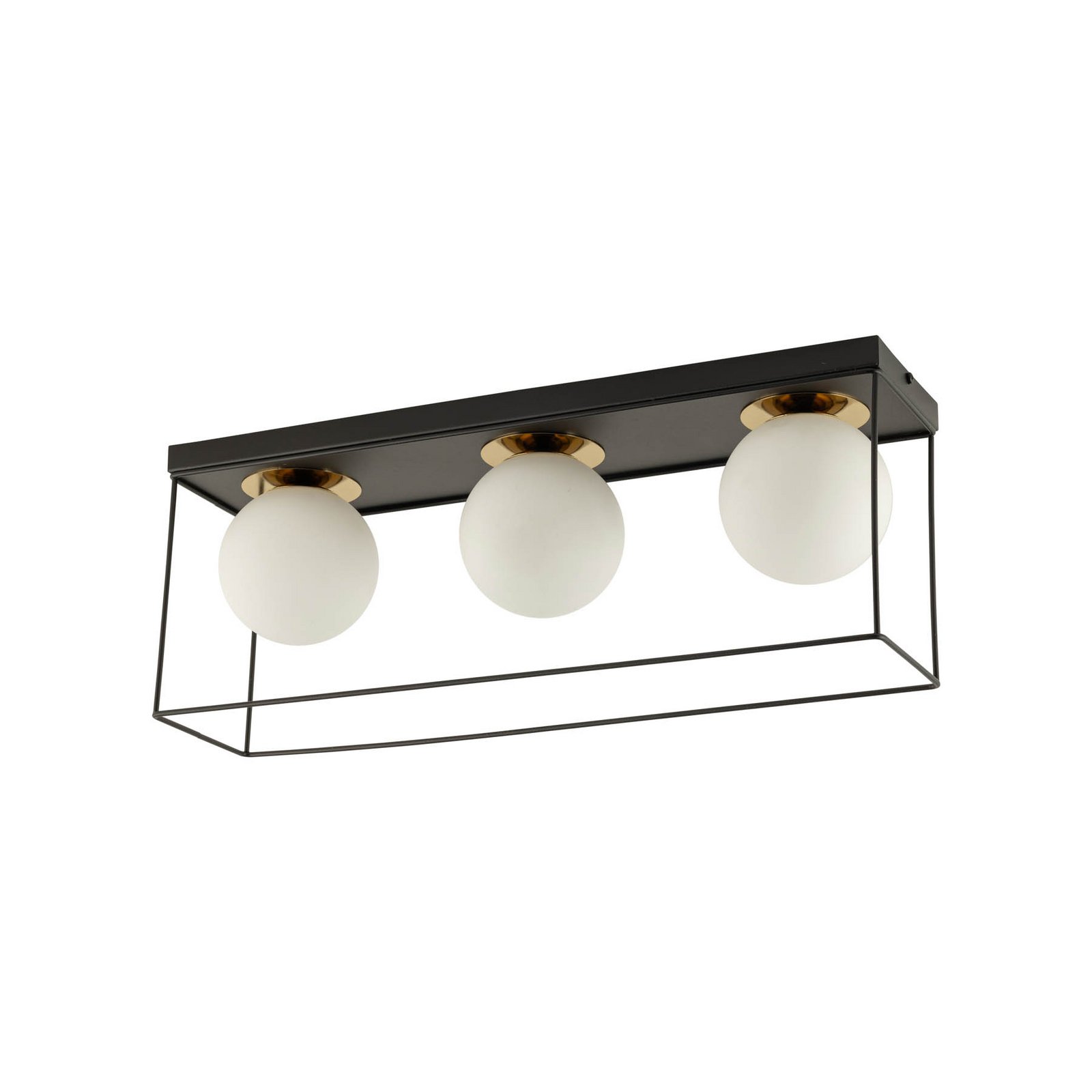 Deckenleuchte Aroma, 3-flammig, schwarz/weiß/gold, Stahl