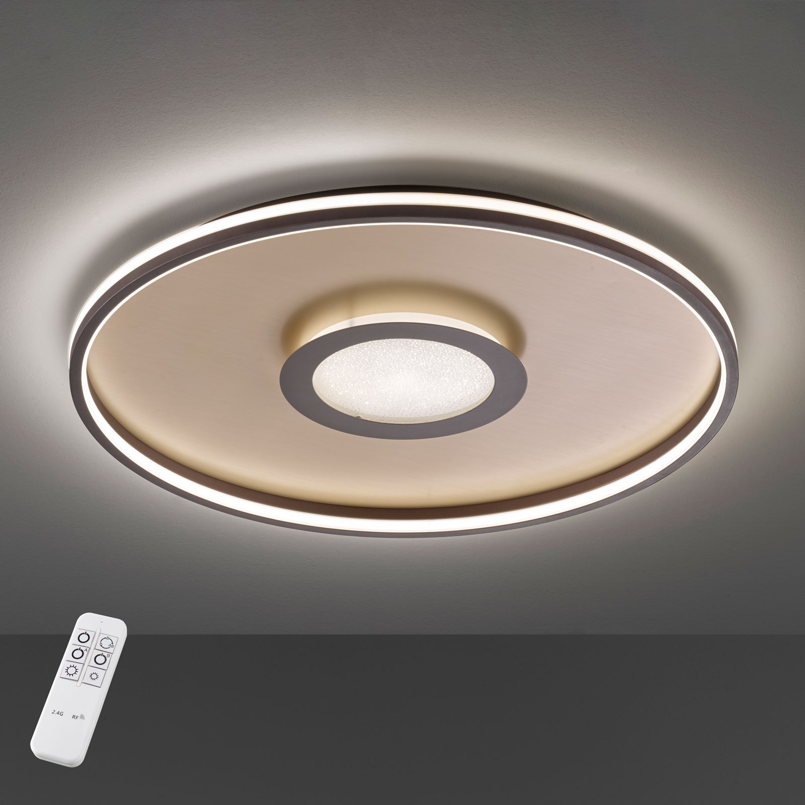 Fischer & Honsel LED ceiling light Bug round, rust 81 cm, for Living / Dining Room, metal, 46 W, energy efficiency: A+, H: 8 cm