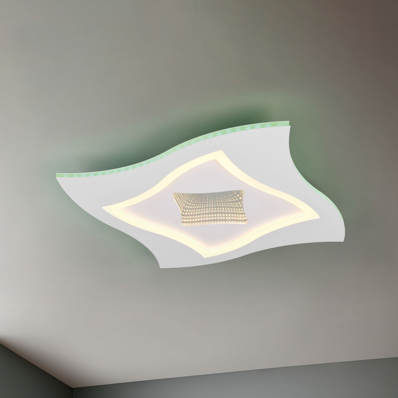 Trio Lighting Plafonieră LED Klint lungime 50 cm alb mat metal RGBW - Camera de zi / sufragerie - Modern