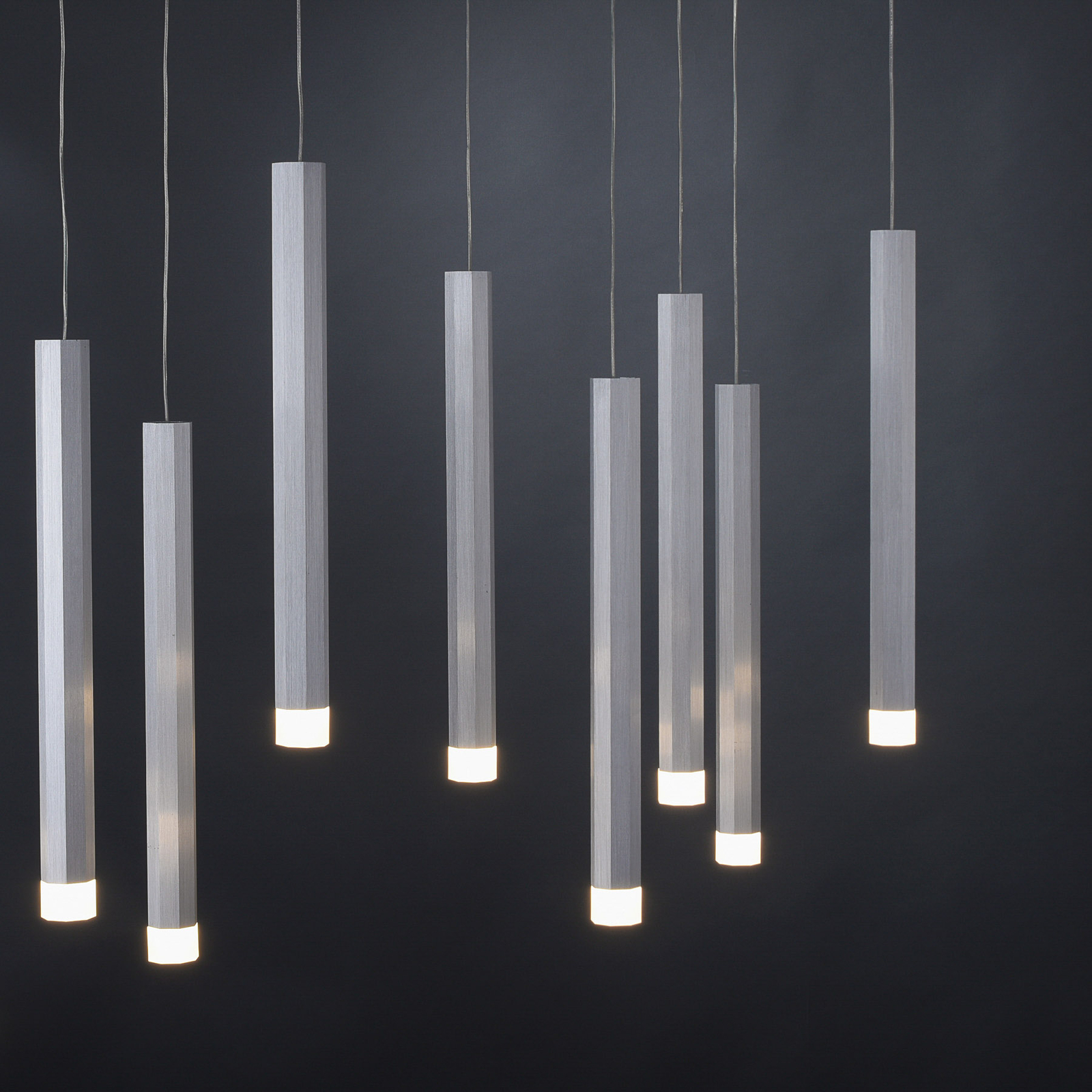 LED hanglamp Bruno, 10-lamps, aluminium