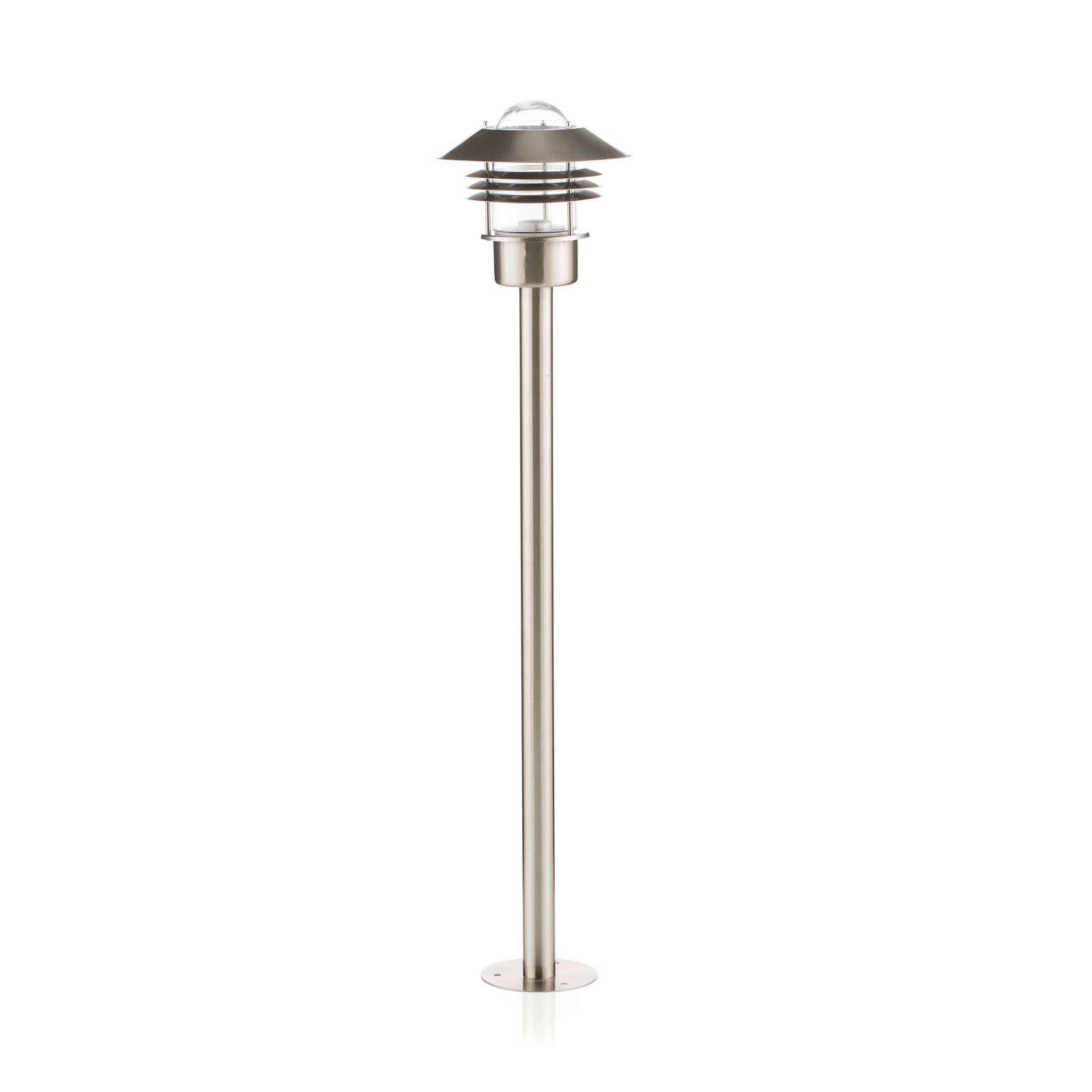 Nordlux Solid stainless steel pathway lamp Vejers, Stainless steel, glass, E27, 60 W, H: 100 cm