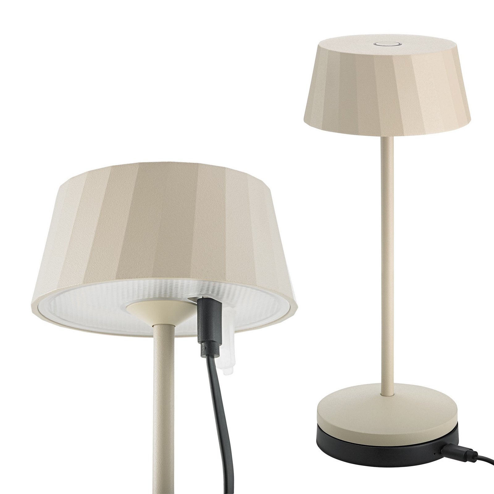 LED stolna lampa na baterije Facetta, bež, 22 cm, metalna, CCT IP44