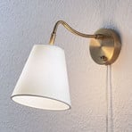 Lindby zidna lampa Ethan, bijela/antique mesing, utikač, 28 cm, E14