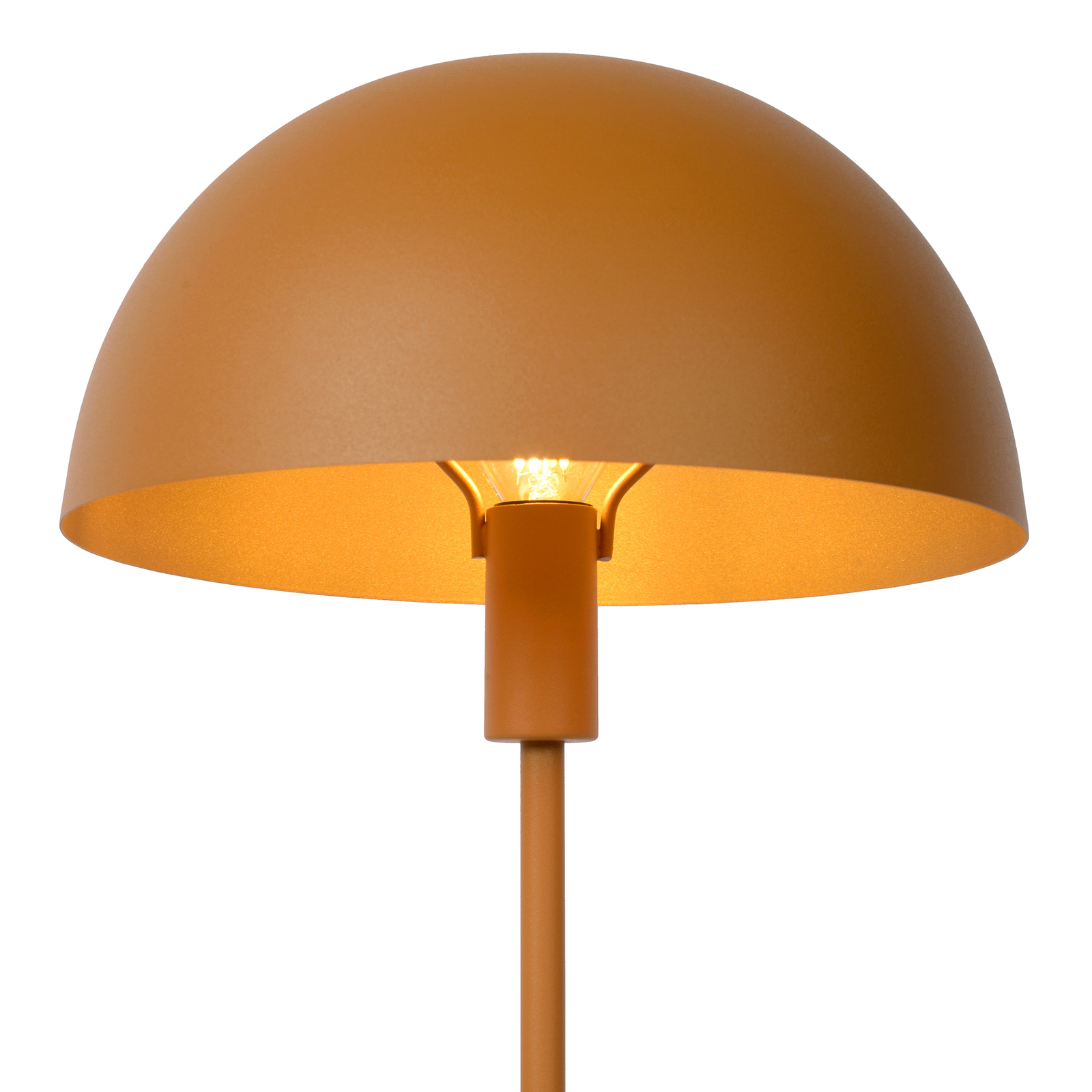 Stalen tafellamp Siemon, Ø 25 cm, okergeel