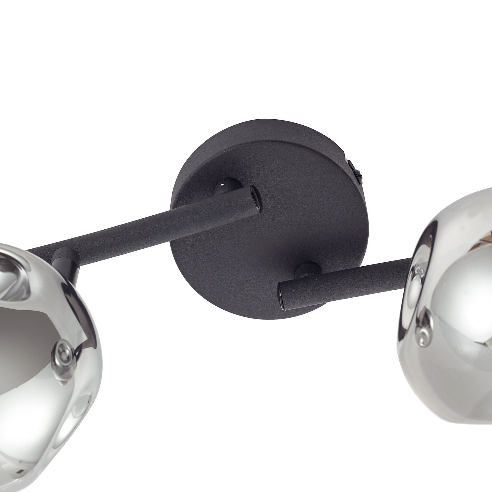 Lindby Valentina ceiling light, grey/black, 4-bulb, glass