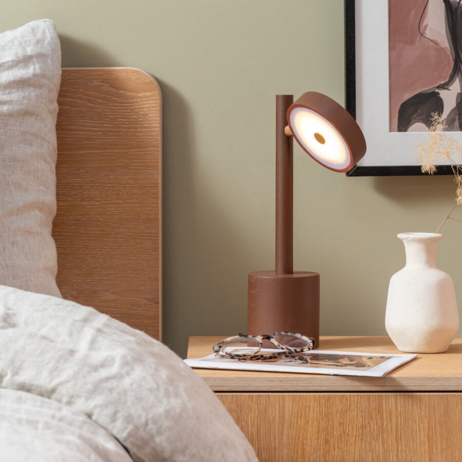 GOOD & MOJO lampada LED da tavolo Okinawa, marrone, 35 cm, legno