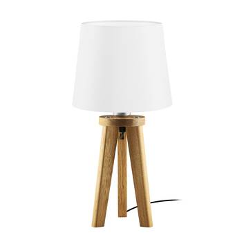 HerzBlut Elli Tischlampe Dreibein Holz Stoffschirm