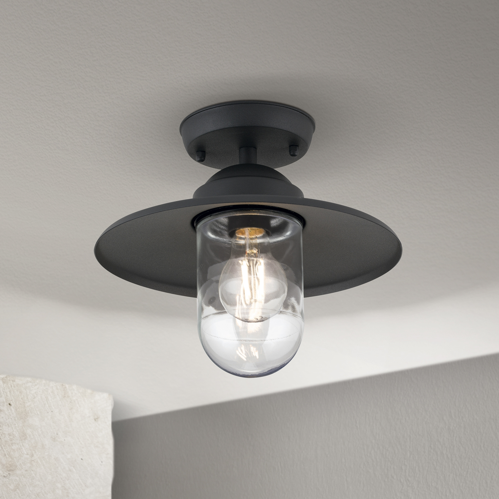 Edward outdoor ceiling lamp, anthracite, Ø 27.5 cm, aluminium