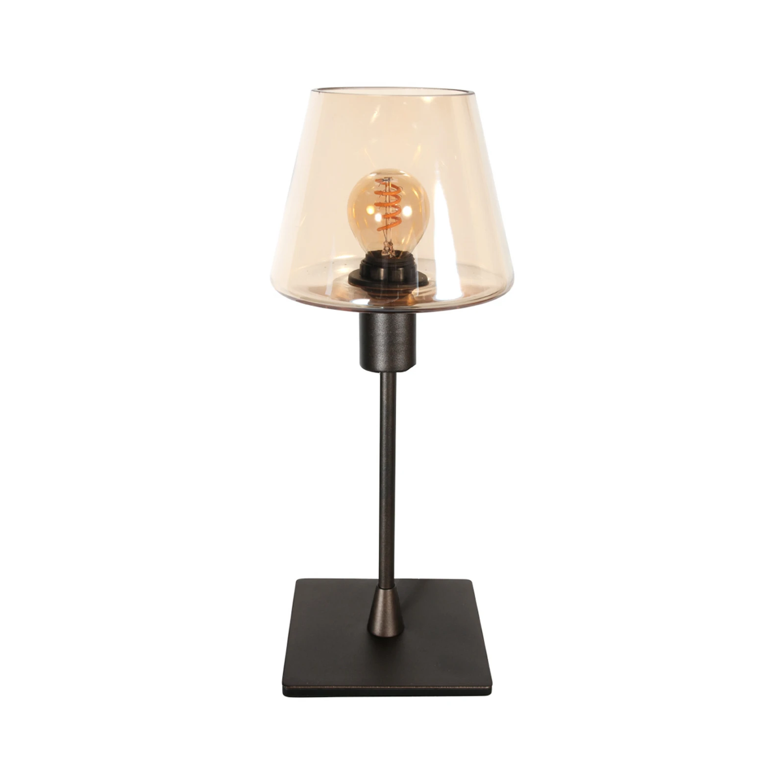Tischlampe Ancilla braun/bernstein, 33 cm, Metall, Glas, E14
