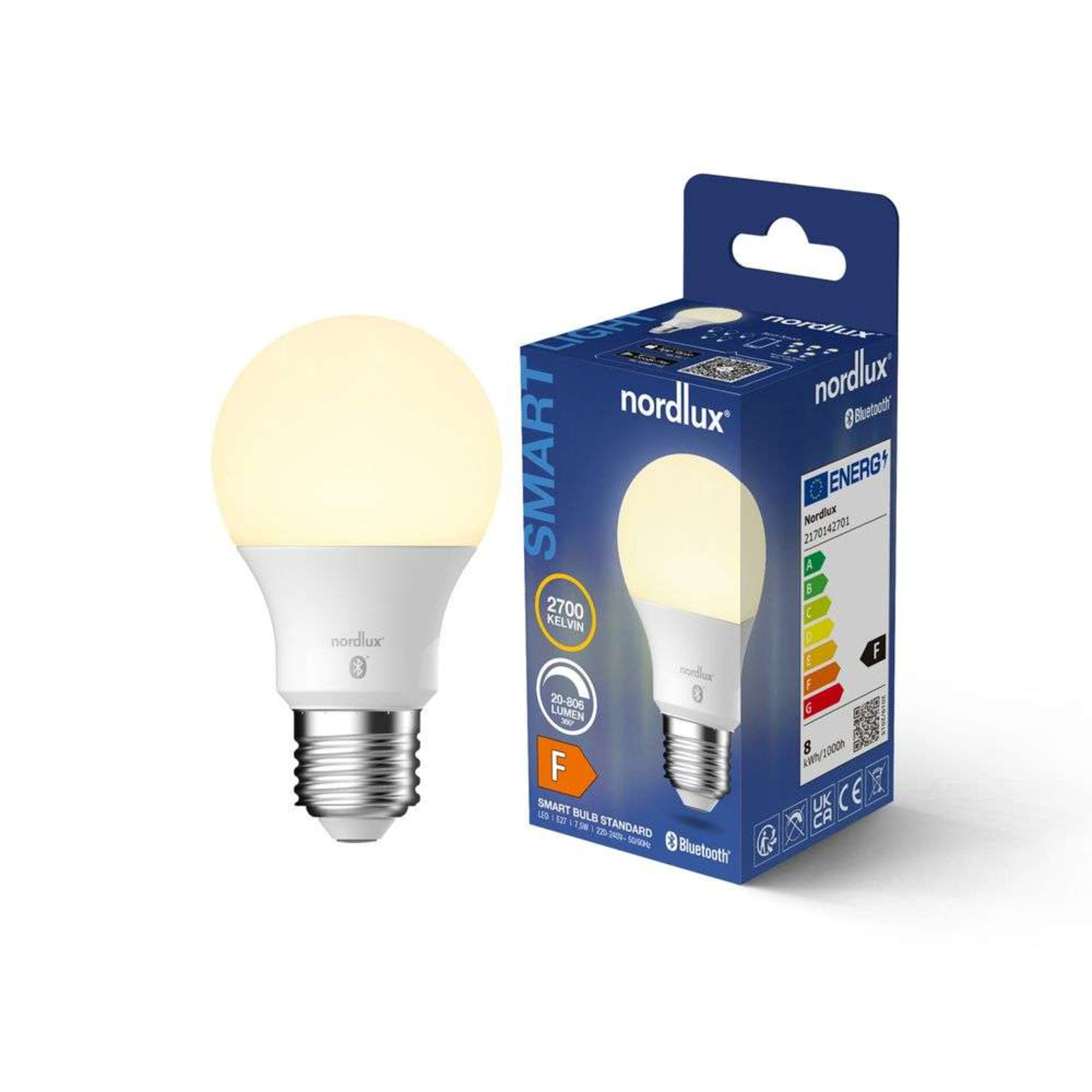 Bec Smart 7,5W (806lm) 2700K Dim. White E27 - Nordlux